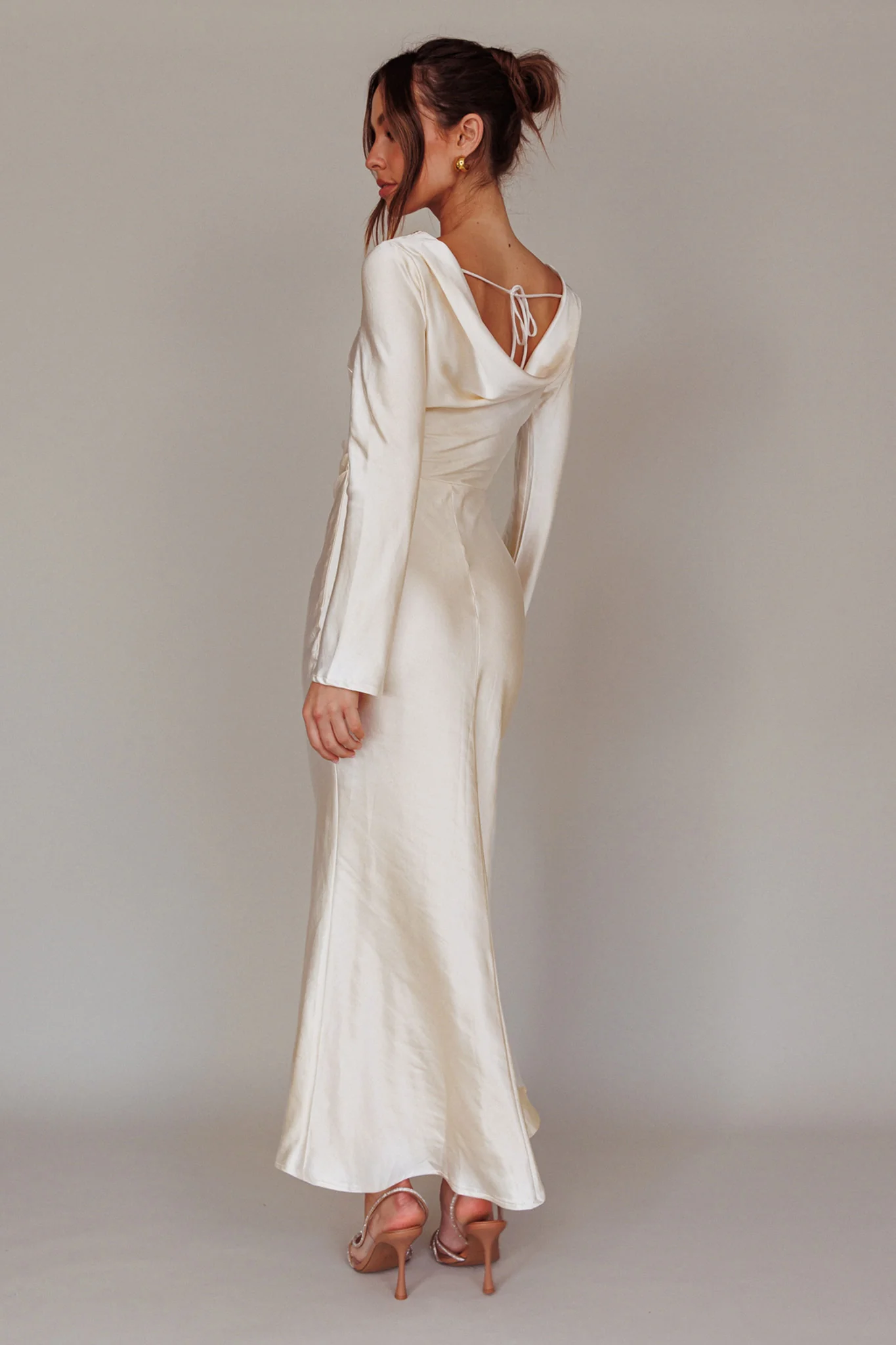 Loveland Cowl Back Midi Dress Oyster