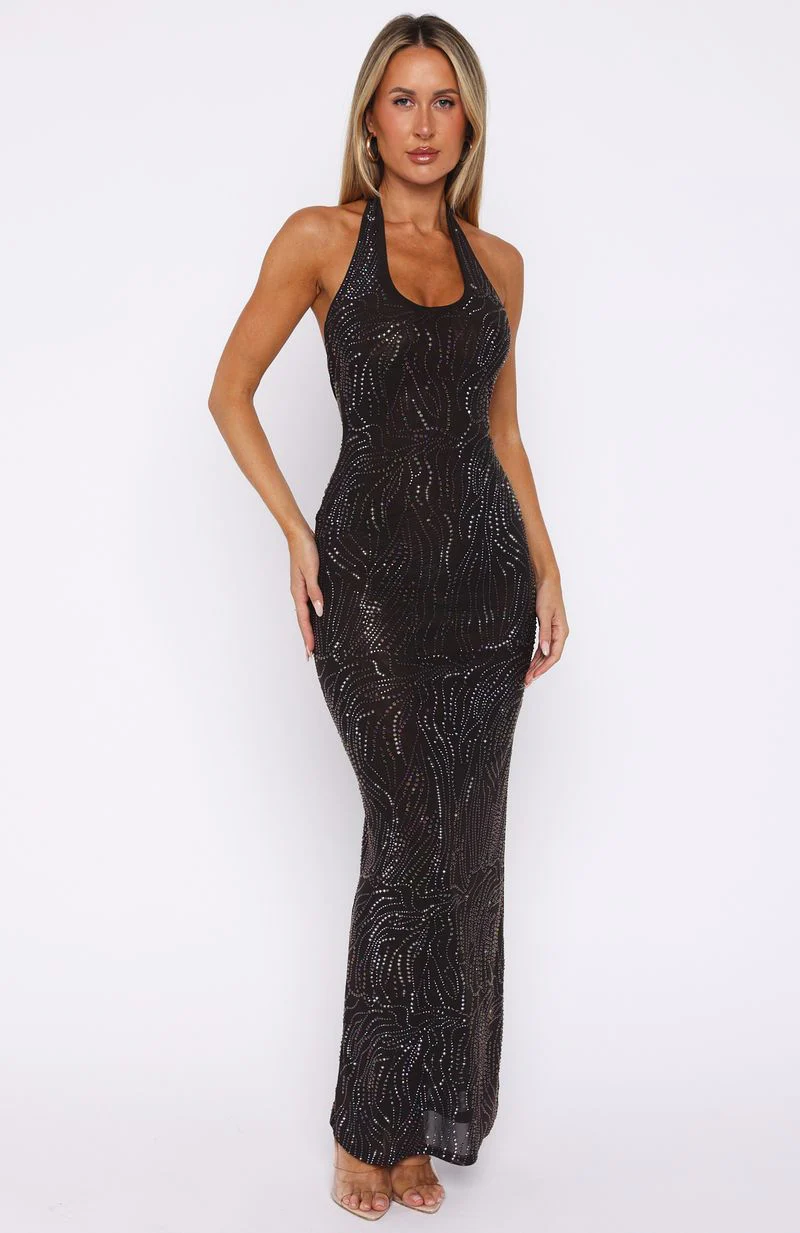 Burning Glance Embellished Maxi Dress Chocolate