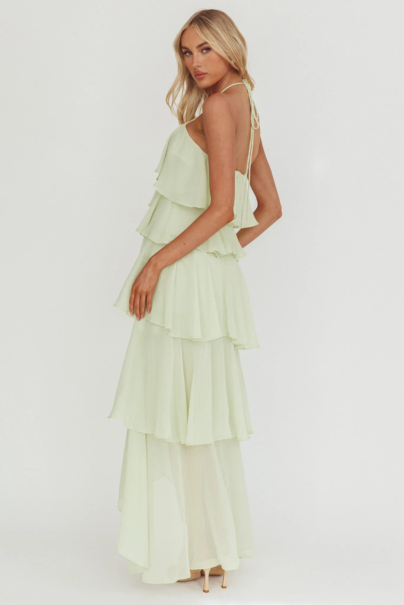 Darylyn Tiered Ruffle Maxi Dress Sage