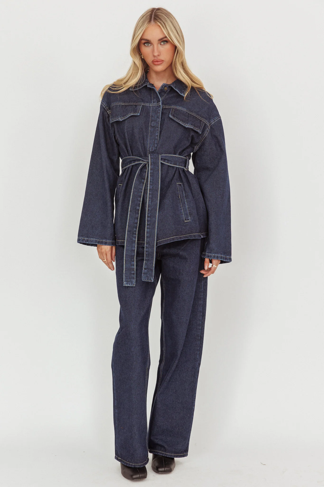 Belisse Straight Leg Pants Denim Blue