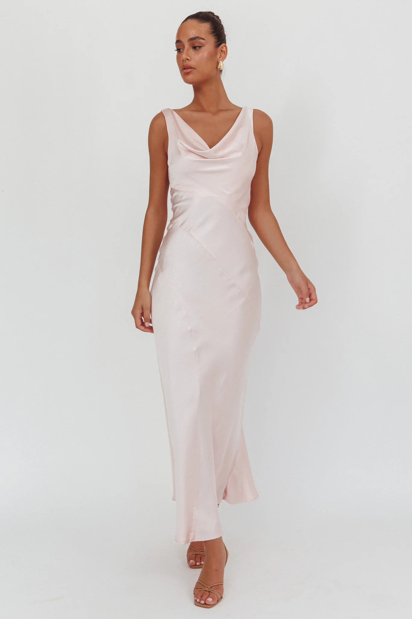 Good Intentions Cowl Neck Open Back Maxi Dress Pink