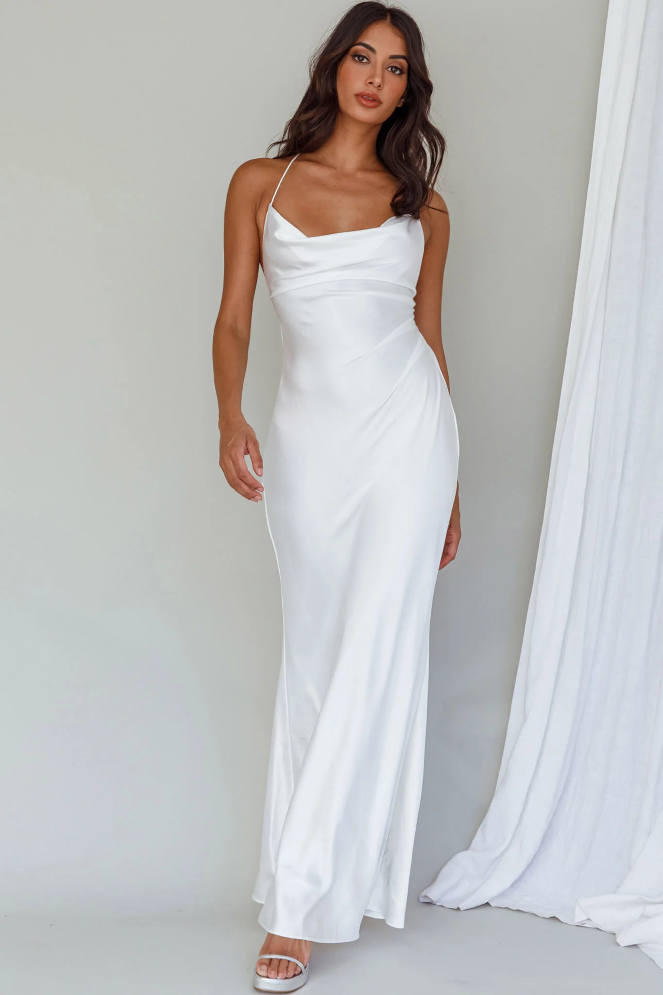 Palma Low Back Strappy Maxi Dress White