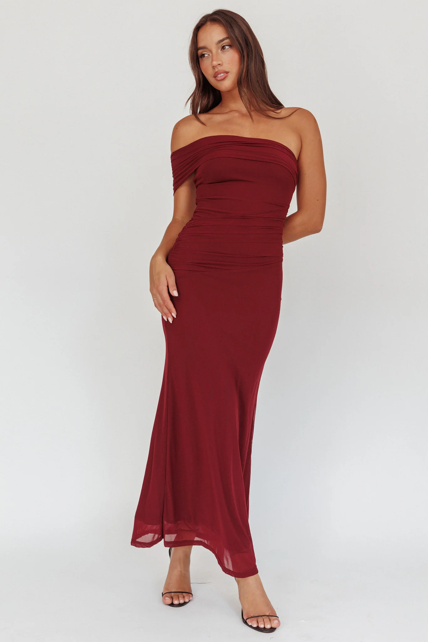 Gala One-Shoulder Maxi Dress Wine