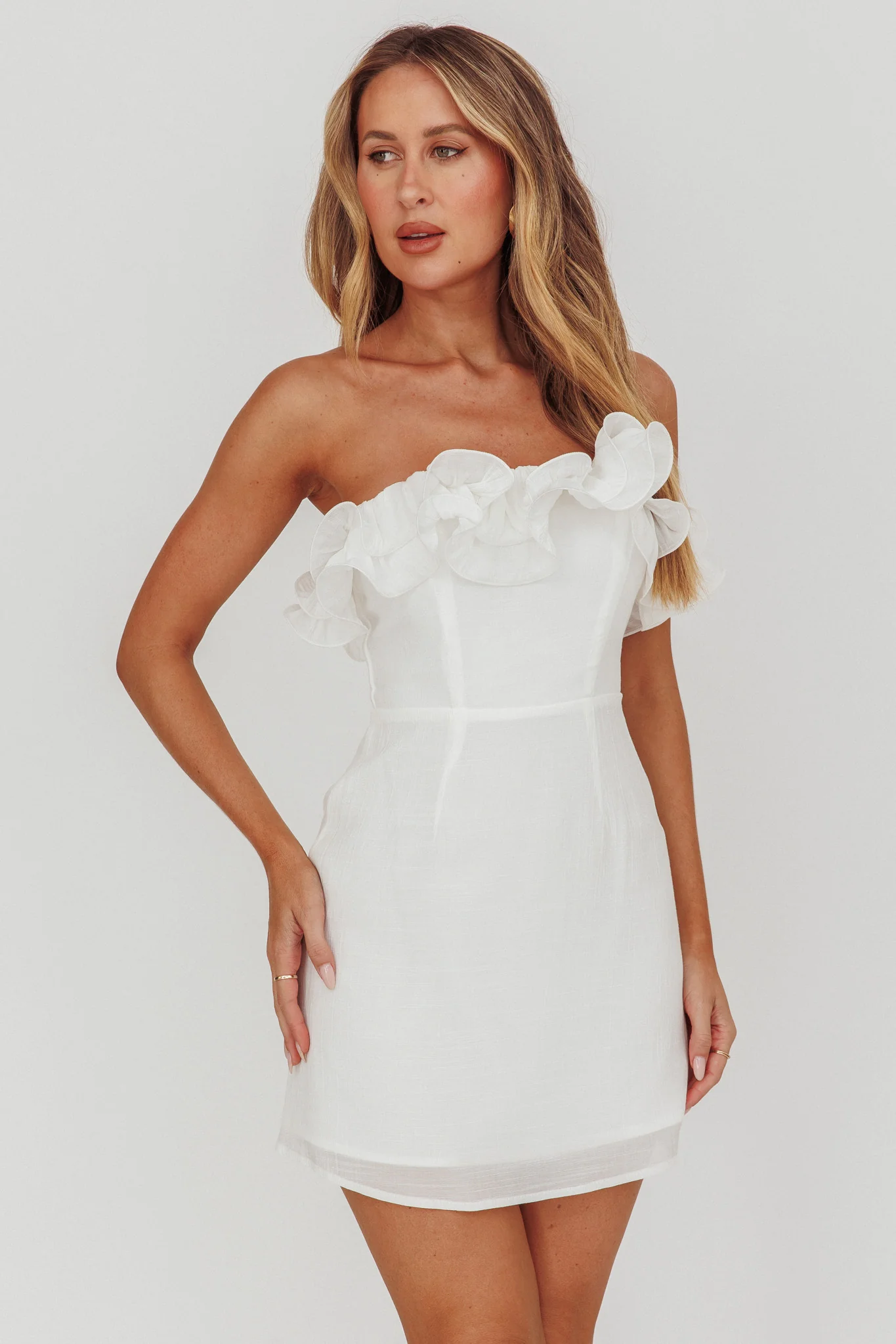 Norah Strapless Mini Dress White