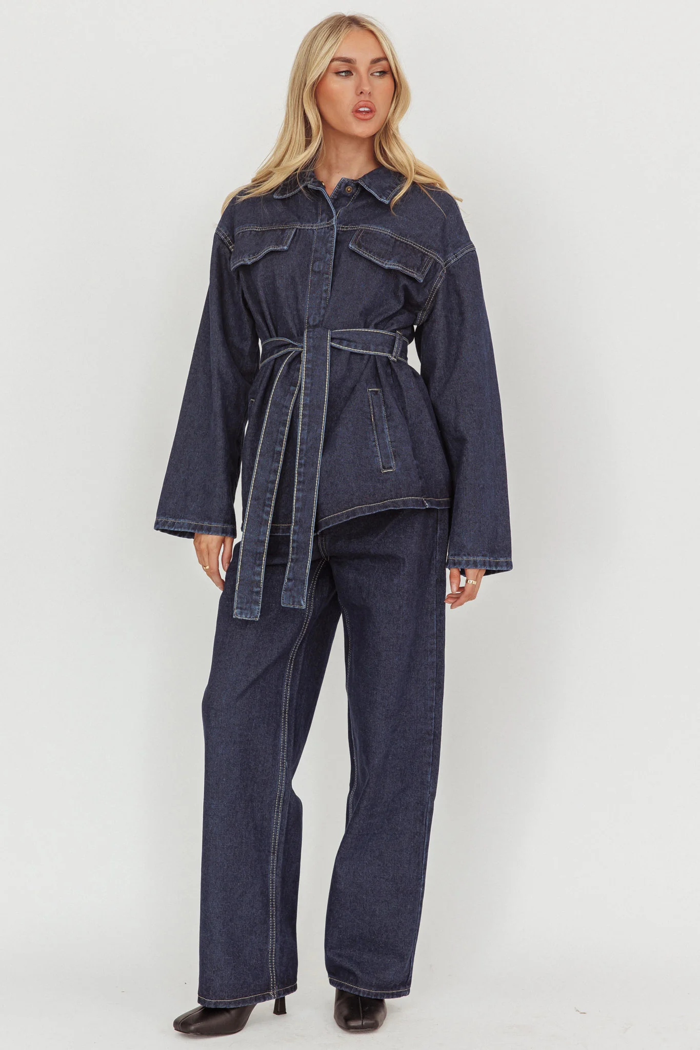 Belisse Straight Leg Pants Denim Blue