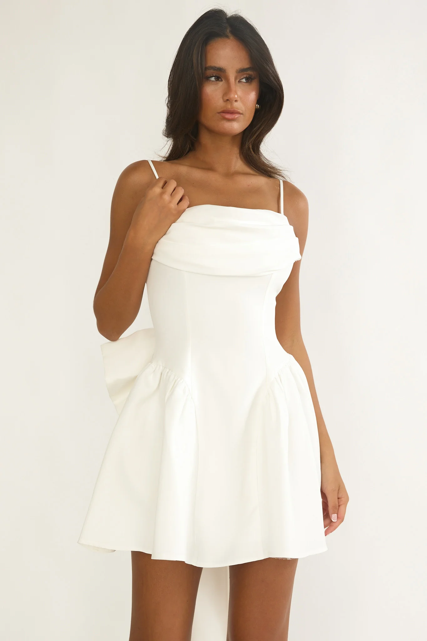 Wilder Oversized Back Bow Mini Dress White