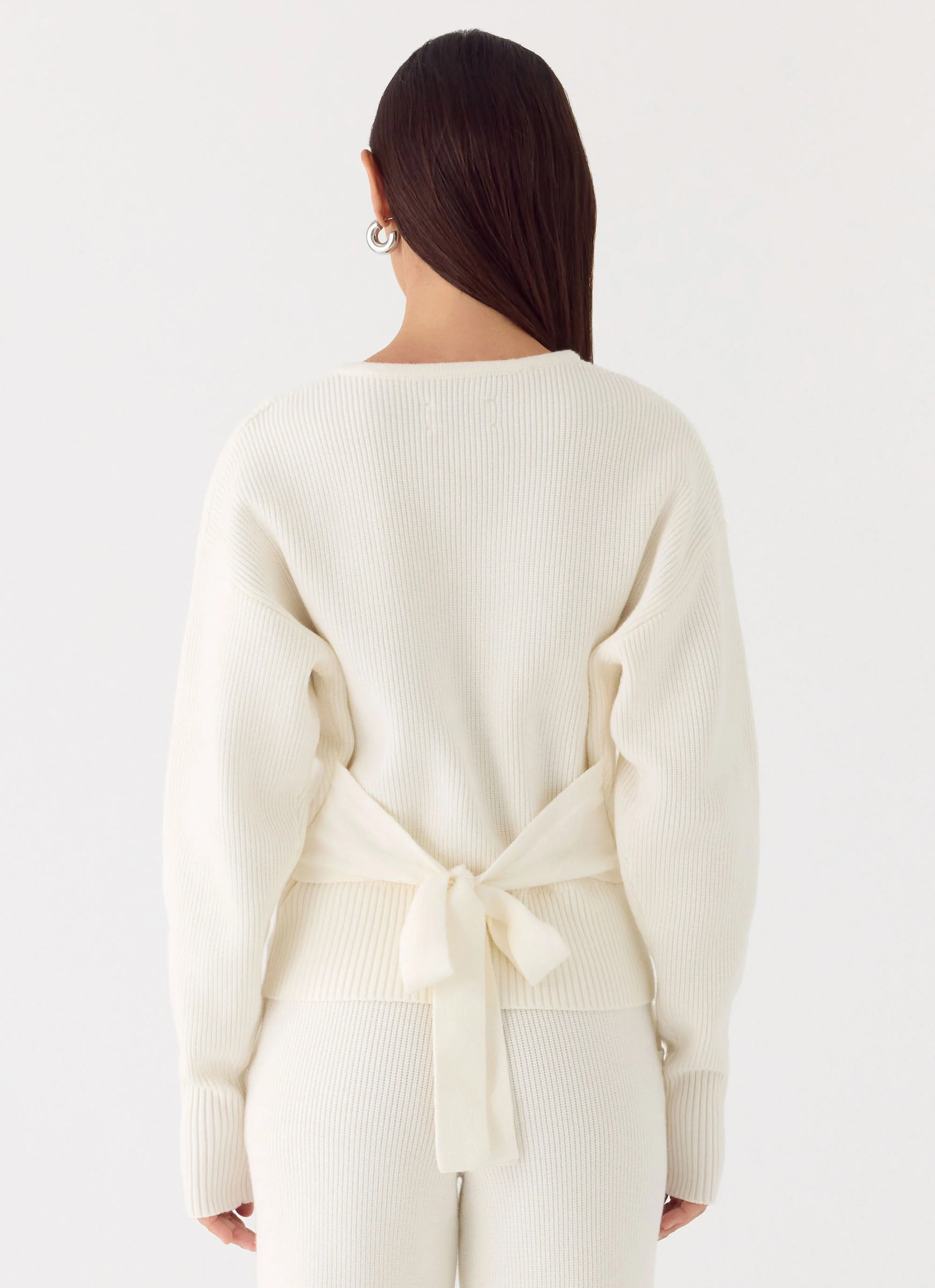Harrison Cinched Knit Cardigan - Ivory