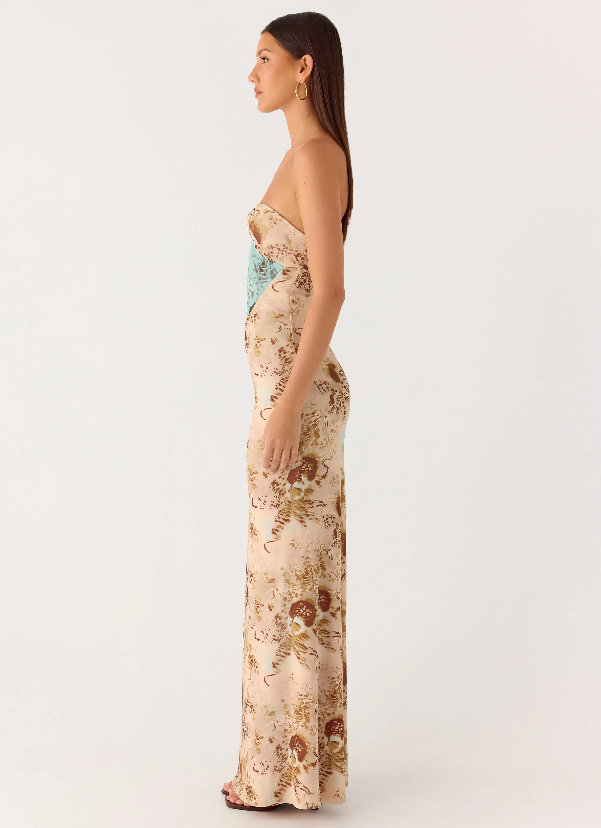 React Strapless Maxi Dress - Desert Blur