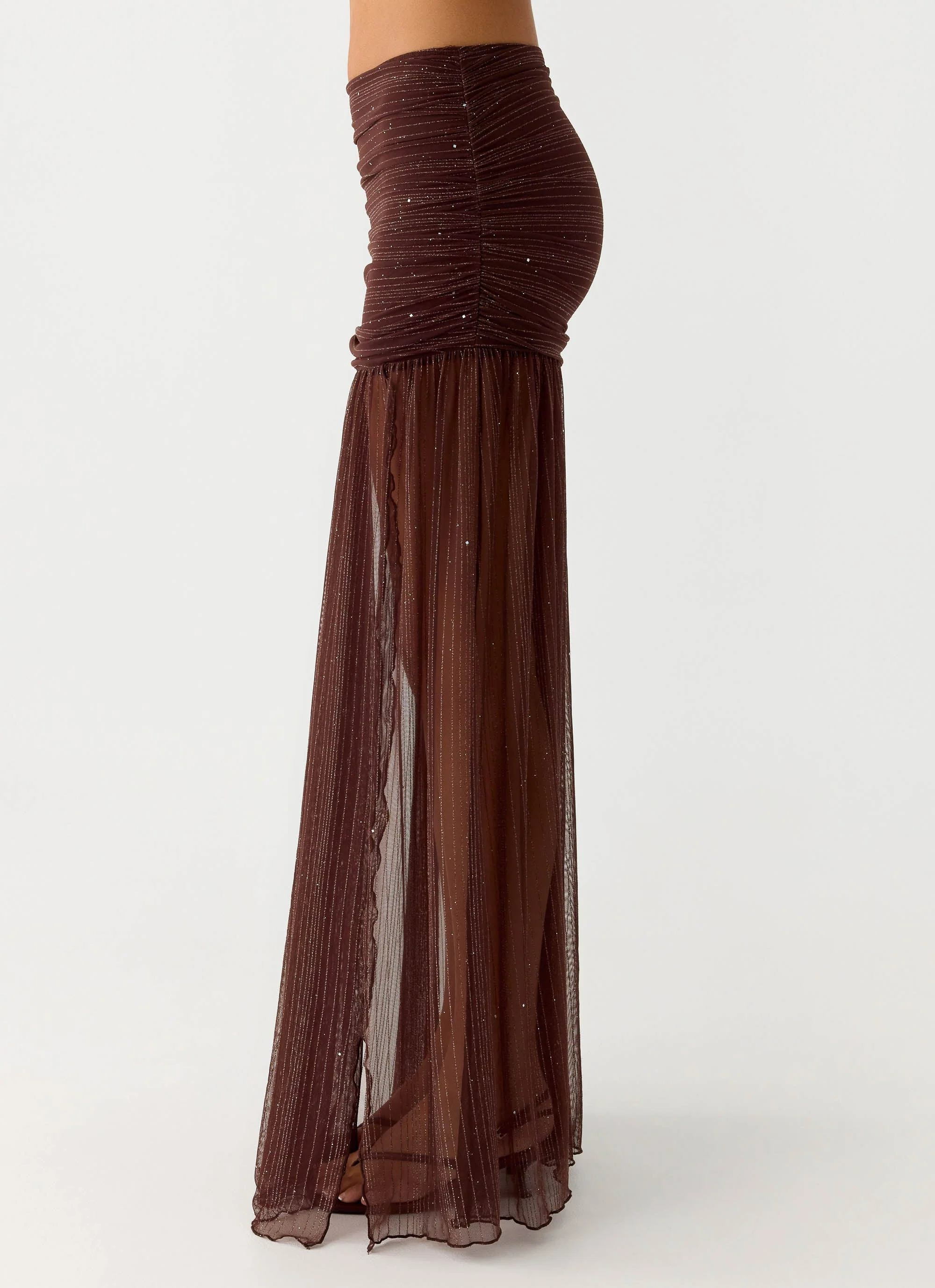 Sparkling Night Maxi Skirt - Chocolate