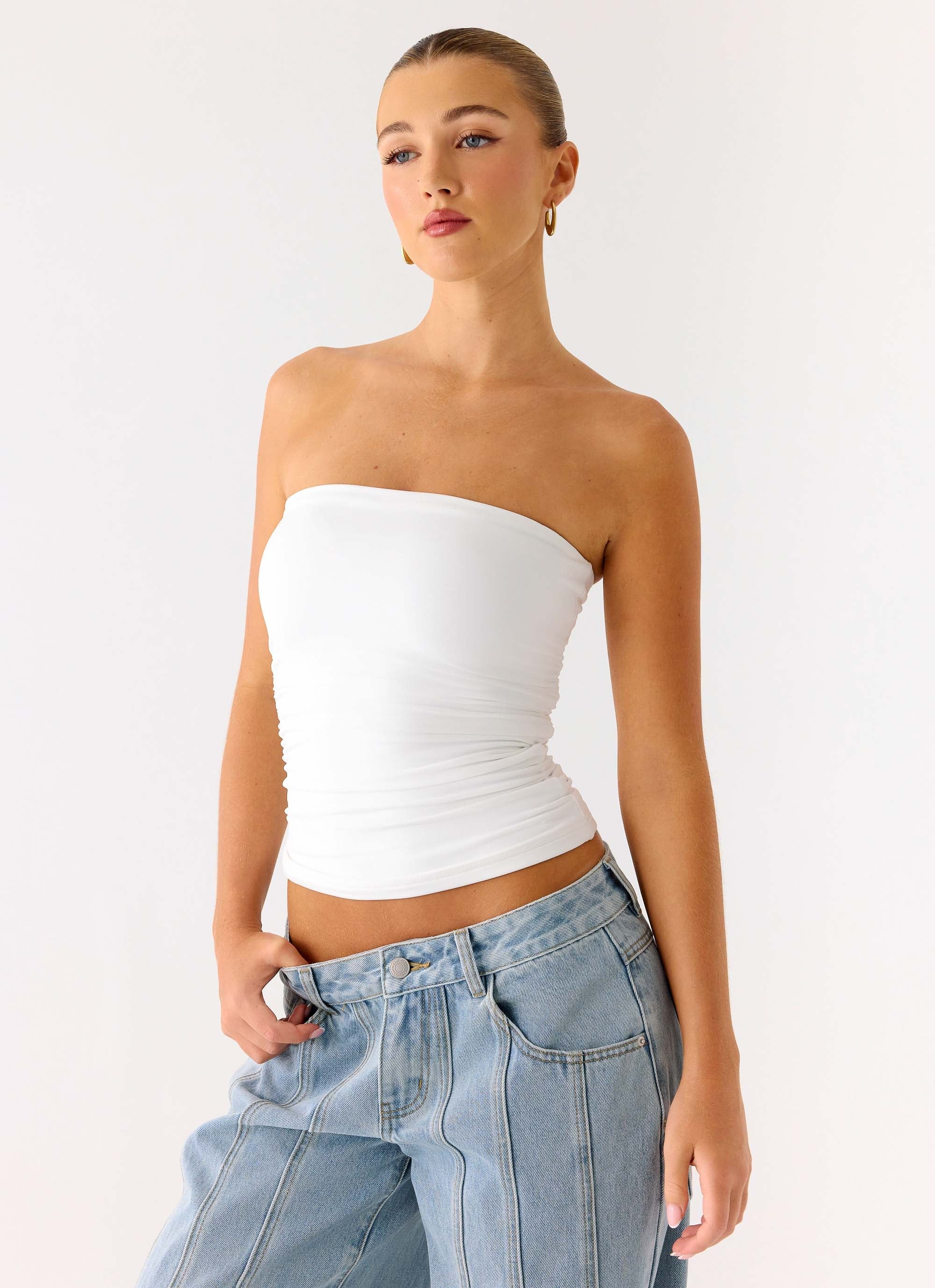 Adrienna Strapless Top - White