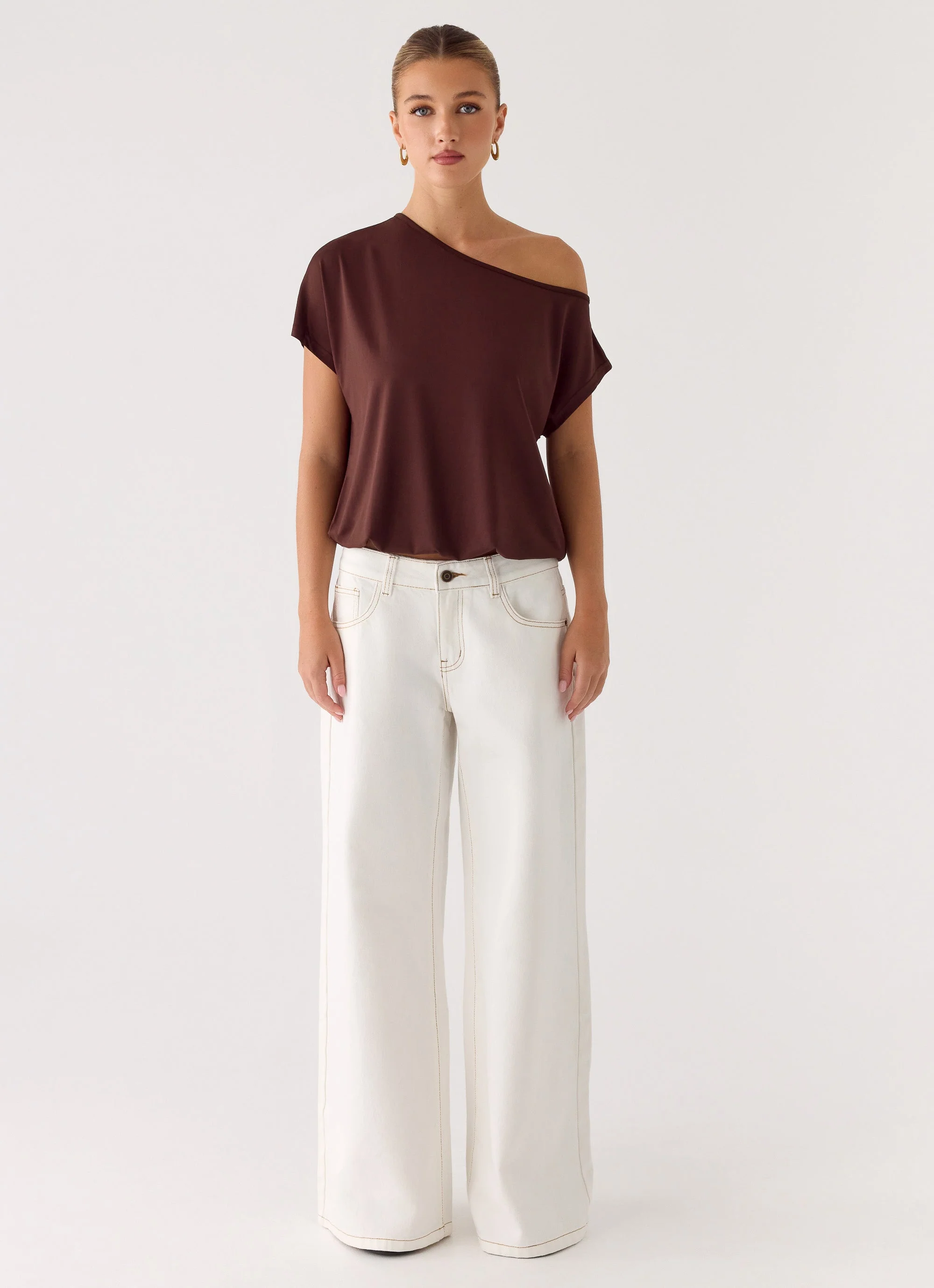 Neo Low Rise Wide Leg Jeans - Ivory