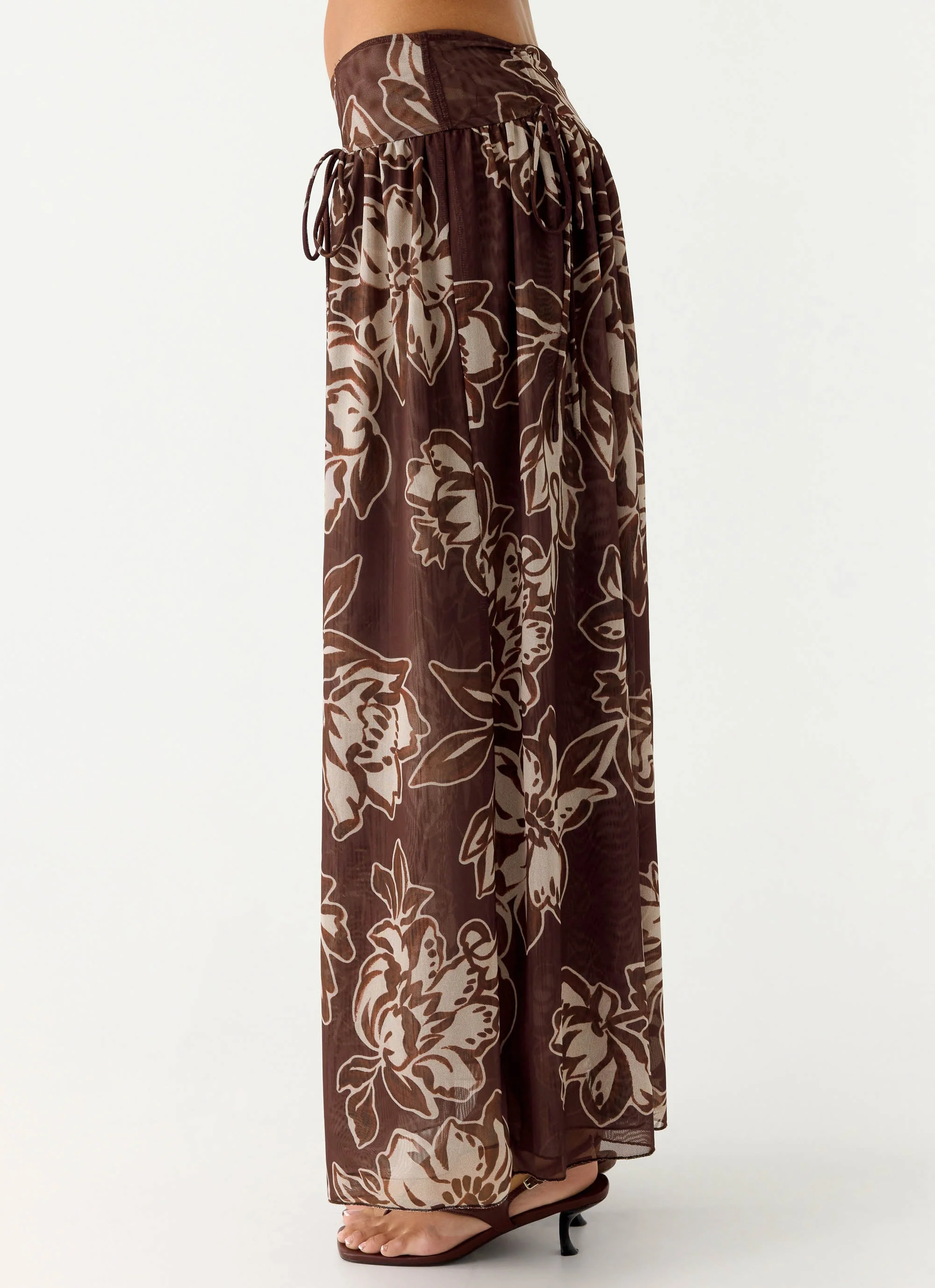Hot Like Me Maxi Skirt - Espresso Meadow