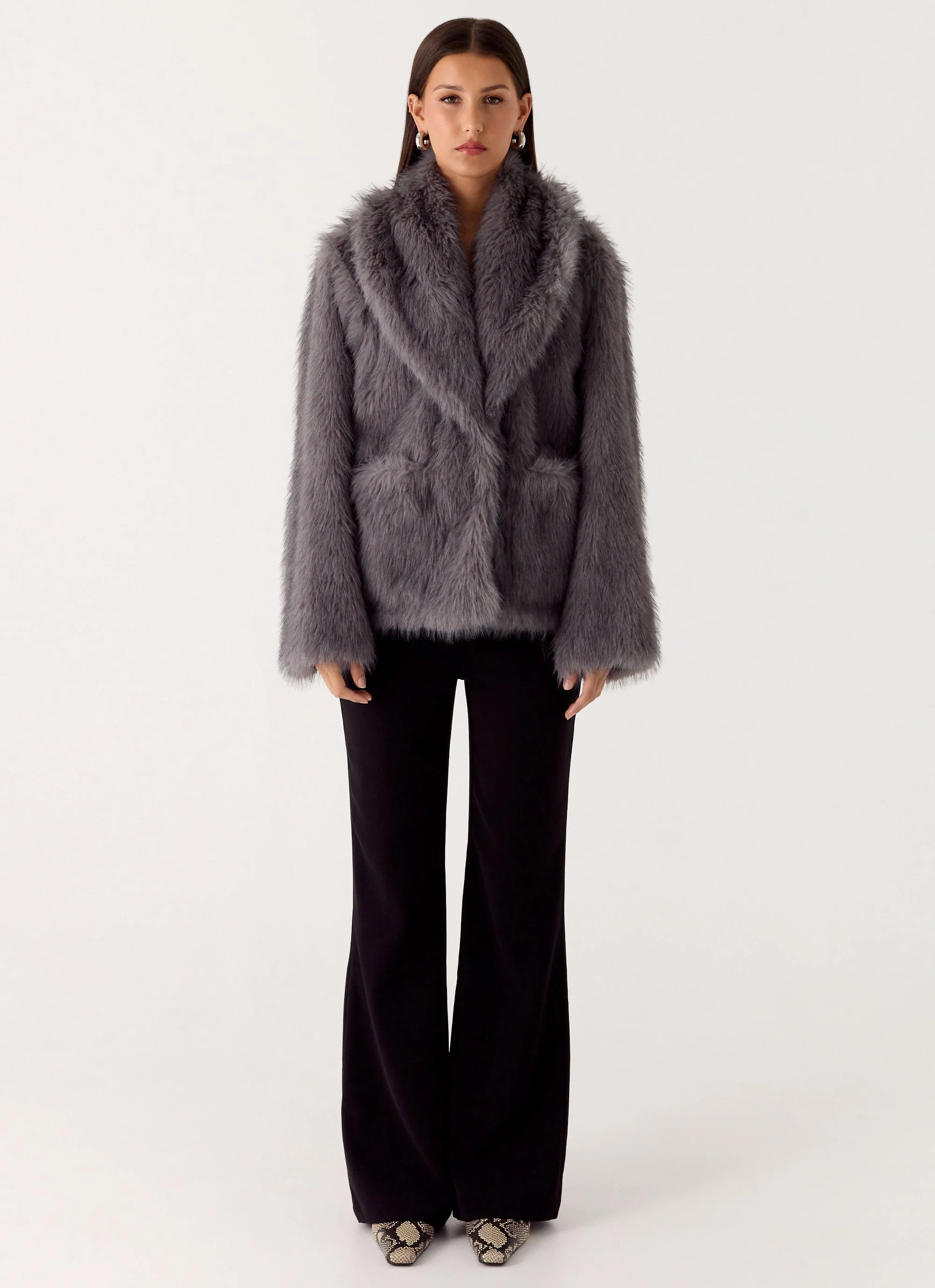 Katiana Faux Fur Jacket - Grey