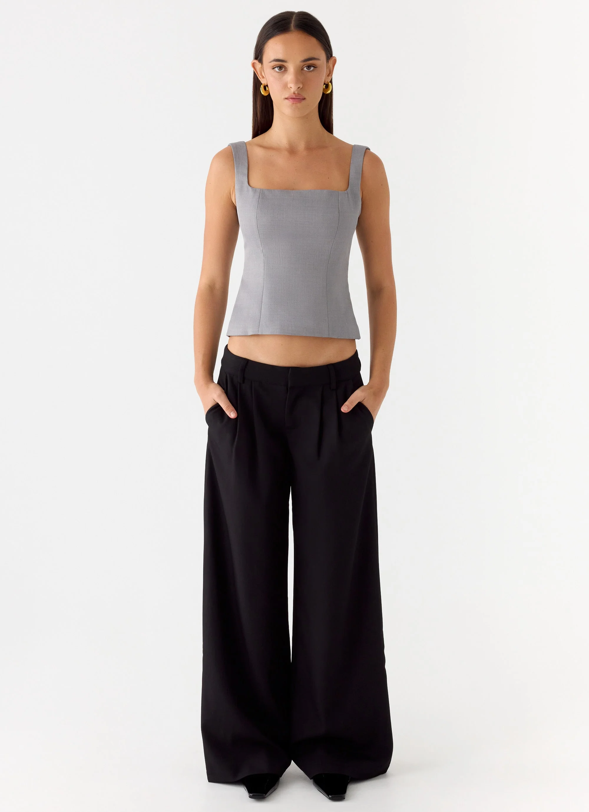 False Start Top - Smoke Grey