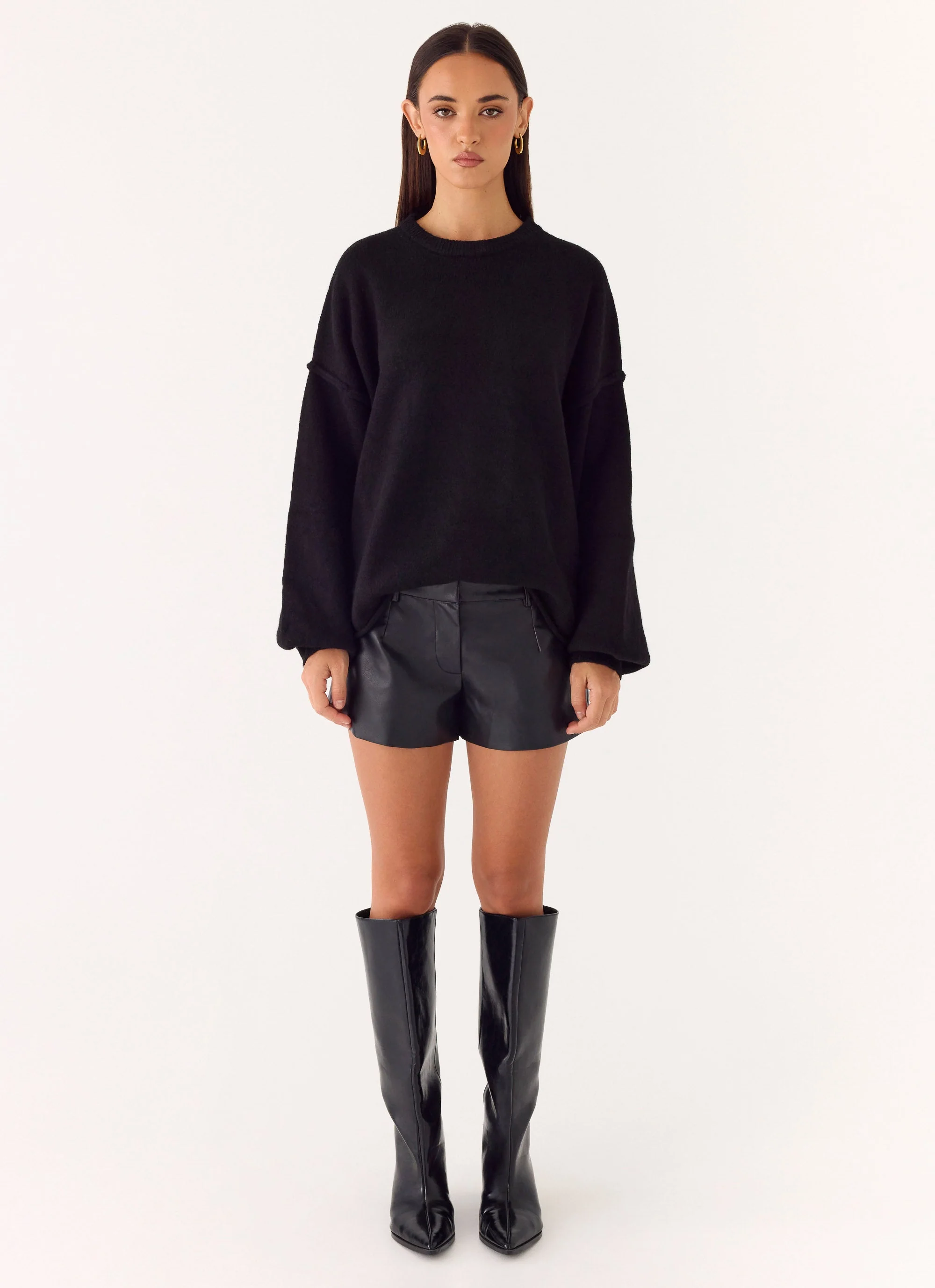 Oslo Faux Leather Mini Shorts - Black