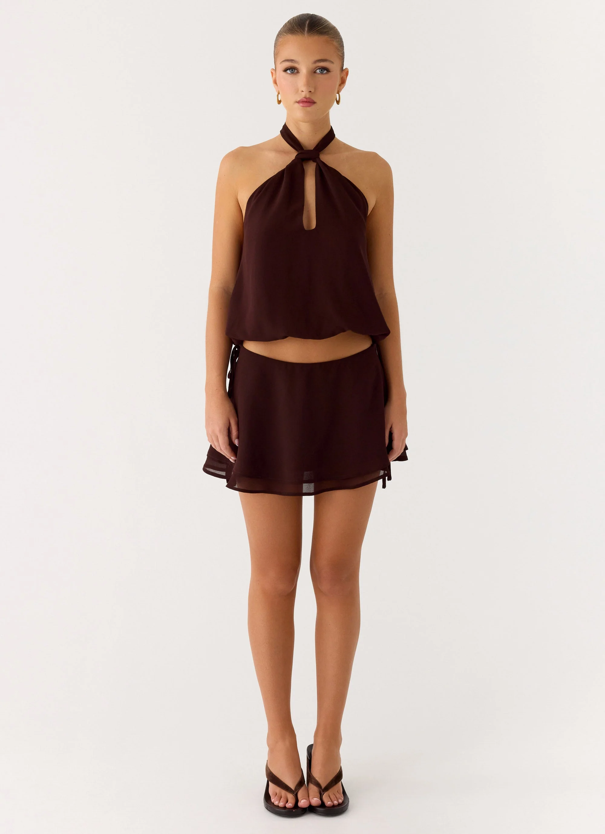 Everywhere I Go Mini Skirt - Chocolate
