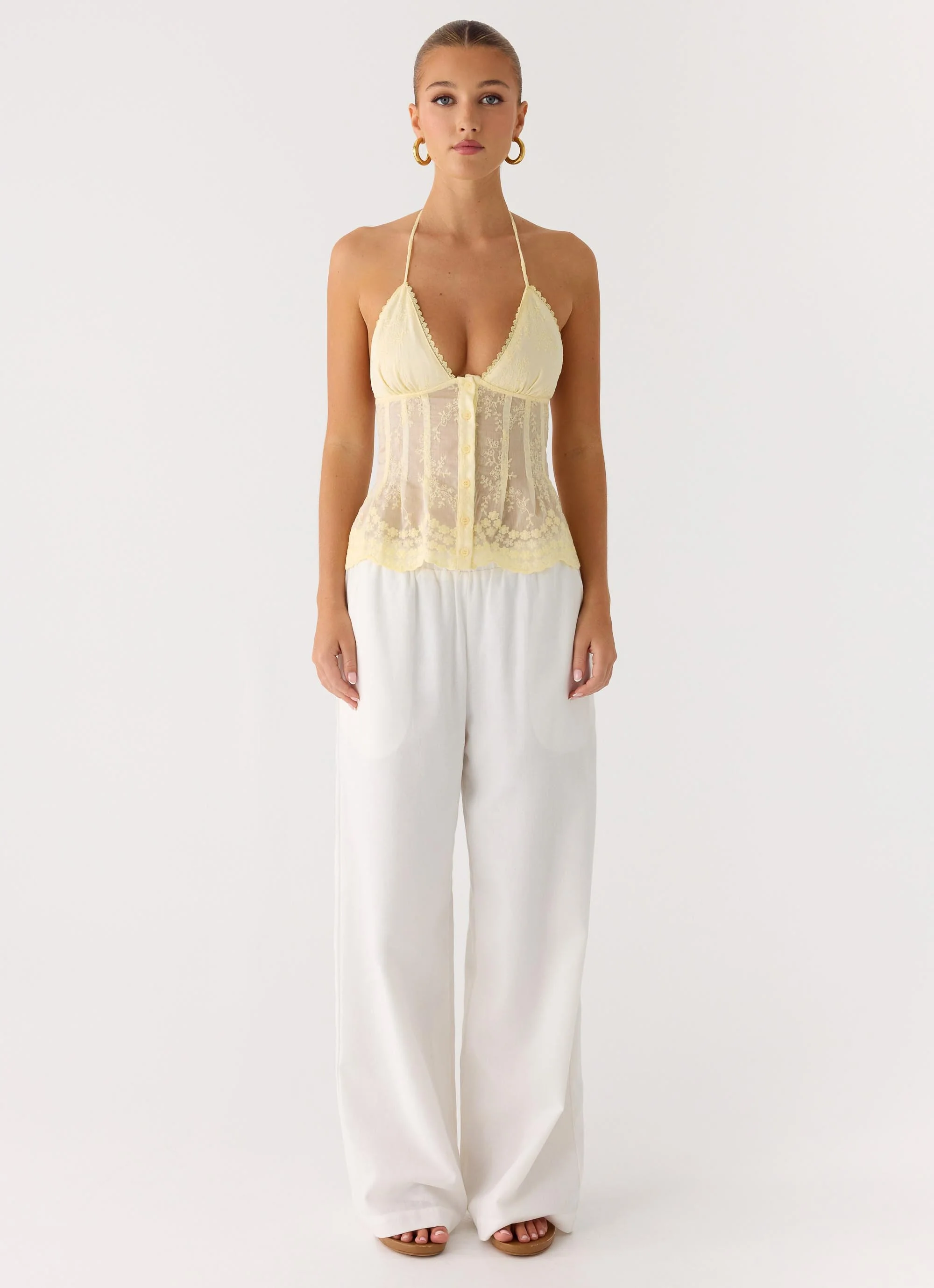 Non Stop Halter Top - Butter Yellow