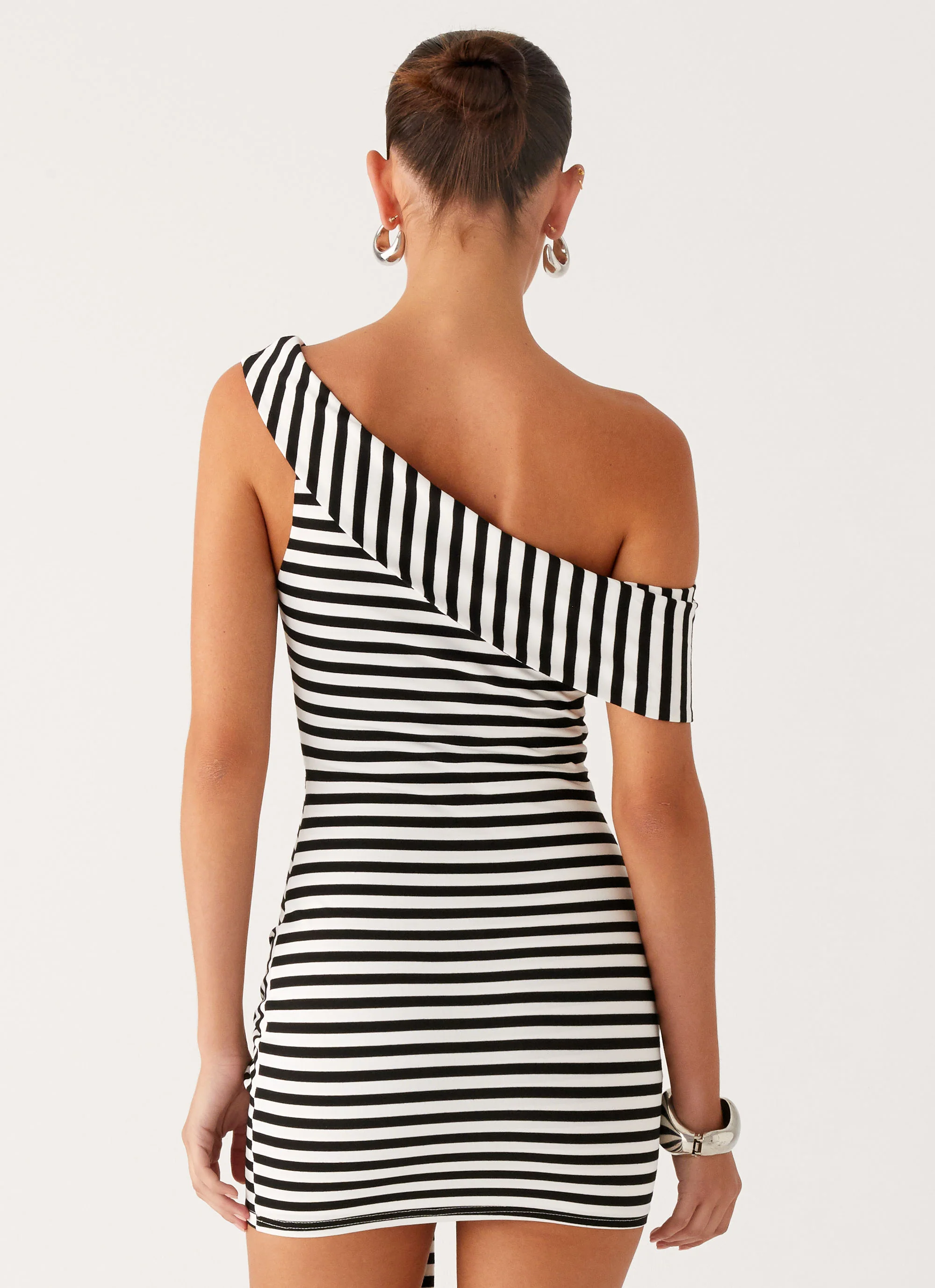 All Day Mini Dress - Black White Stripe