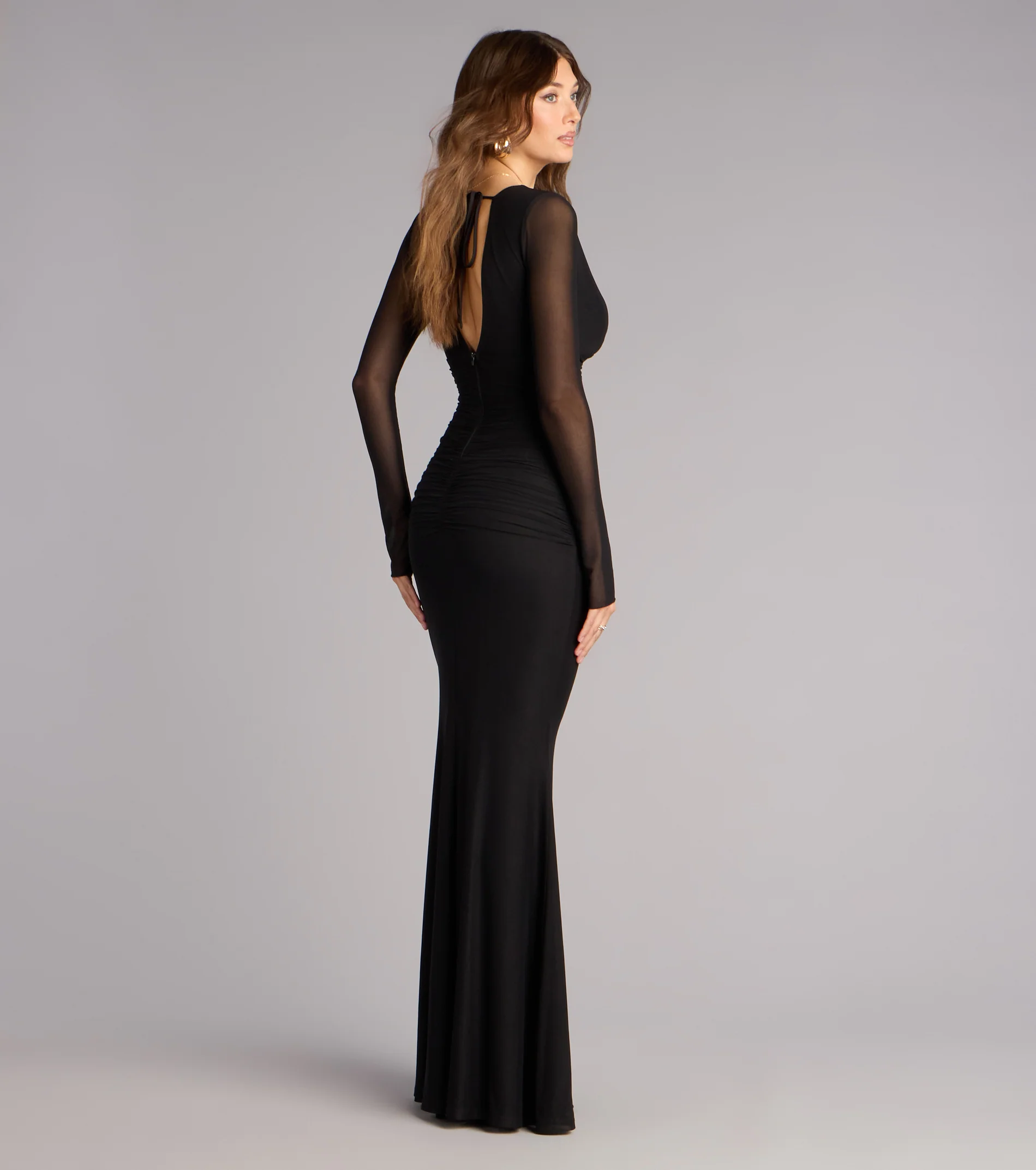 Eileen Mesh Long Sleeve Mermaid Formal Dress