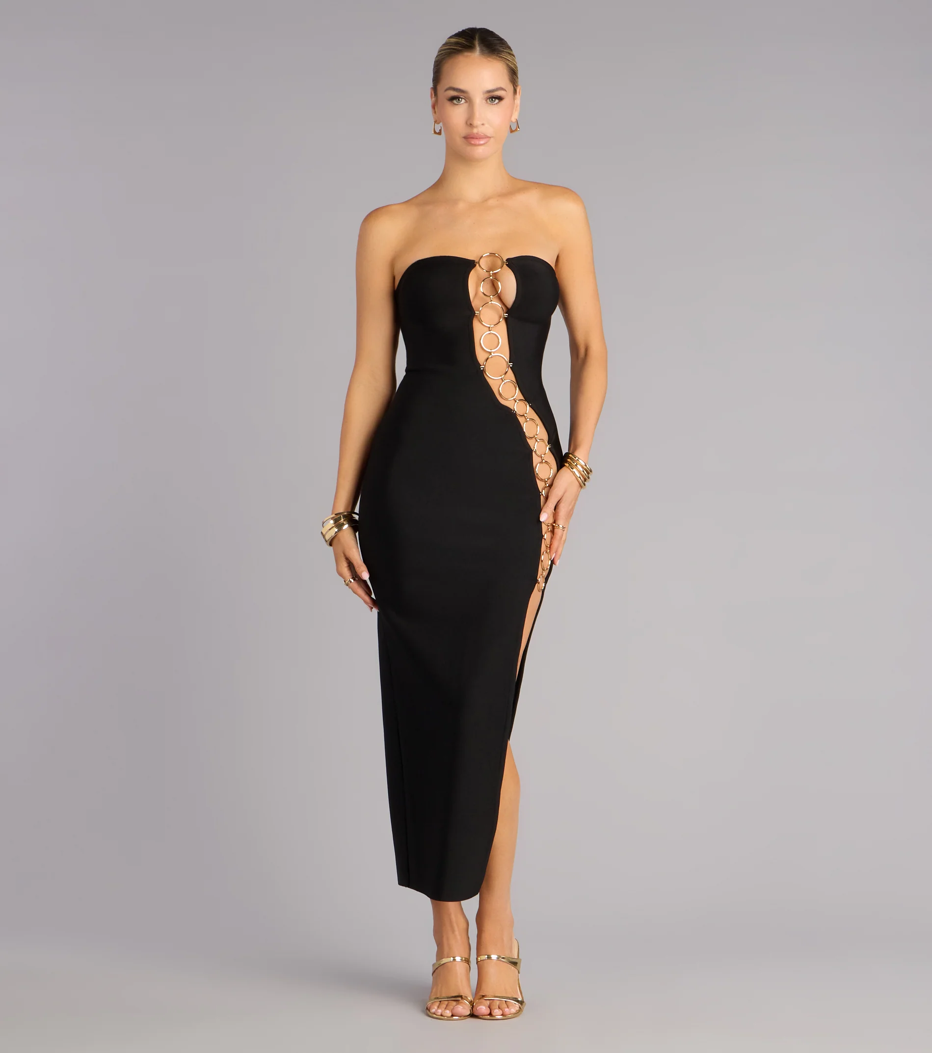 Kendra O-Ring Cutout Bandage Formal Dress