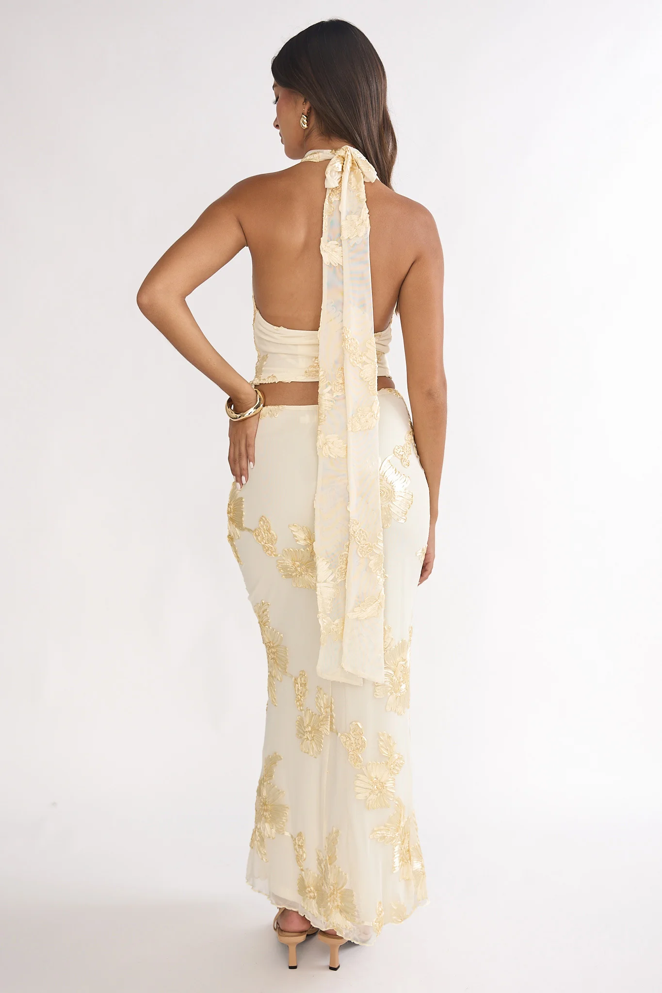 Golden Hours Maxi Skirt Embellished Yellow