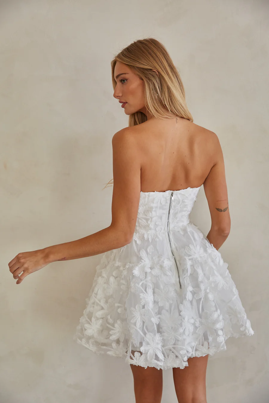 Evangeline Floral Applique Babydoll Dress