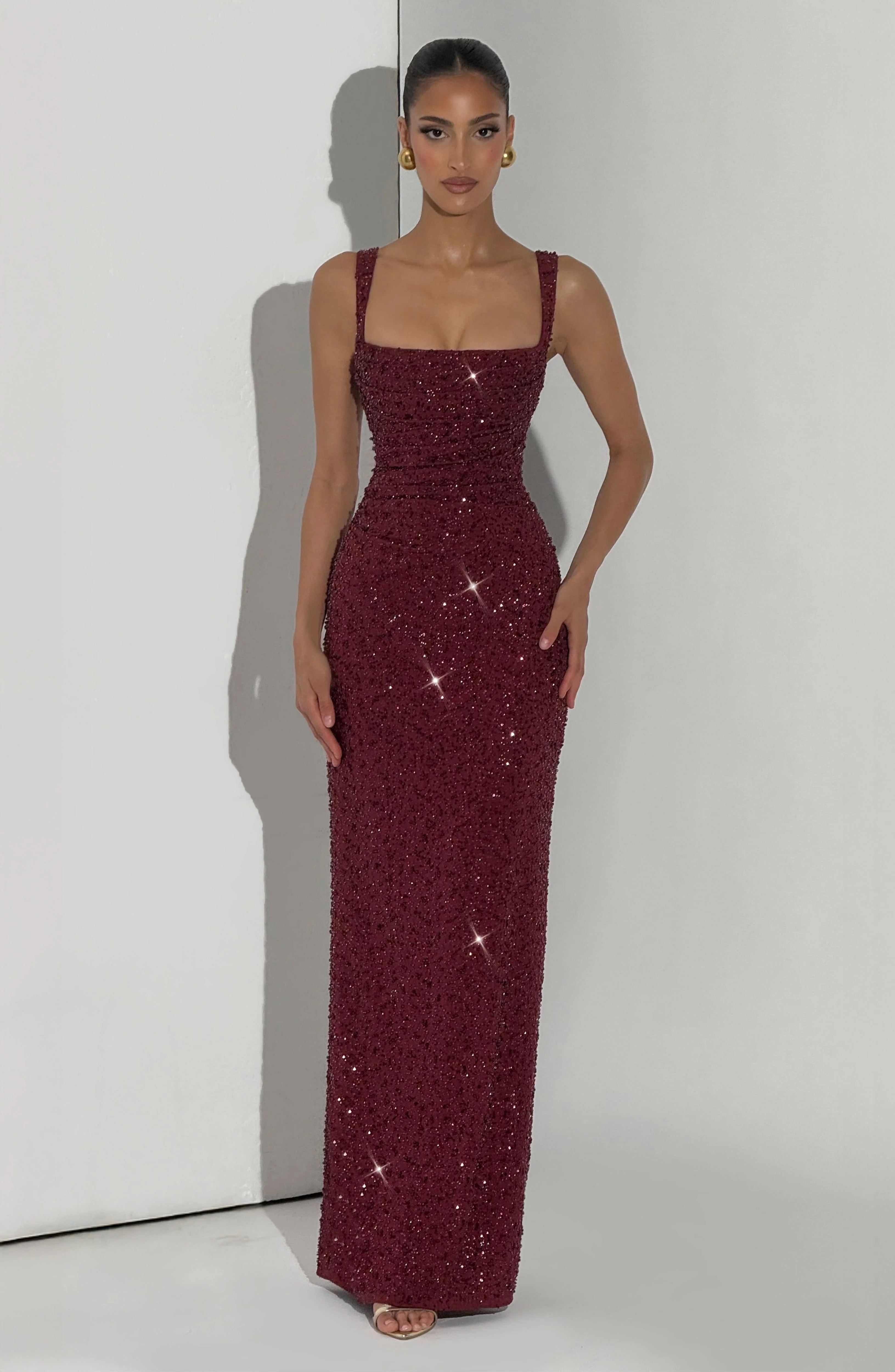 Calanthe Maxi Dress - Burgundy Sparkle