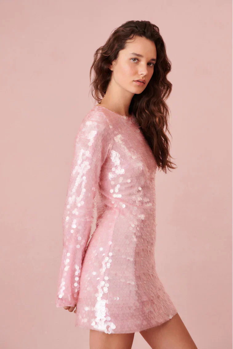 Annabella Sequin Bell Sleeve Mini Dress