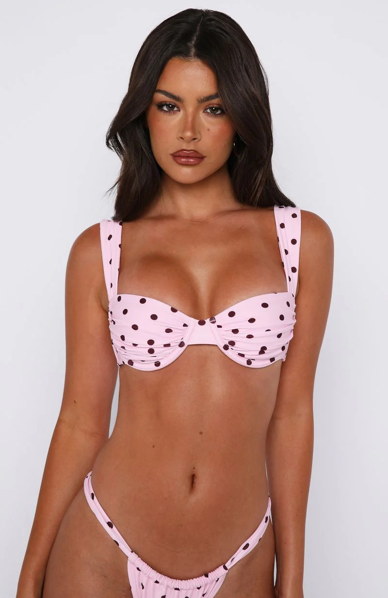 Balia Bikini Top Pink Polka Dot