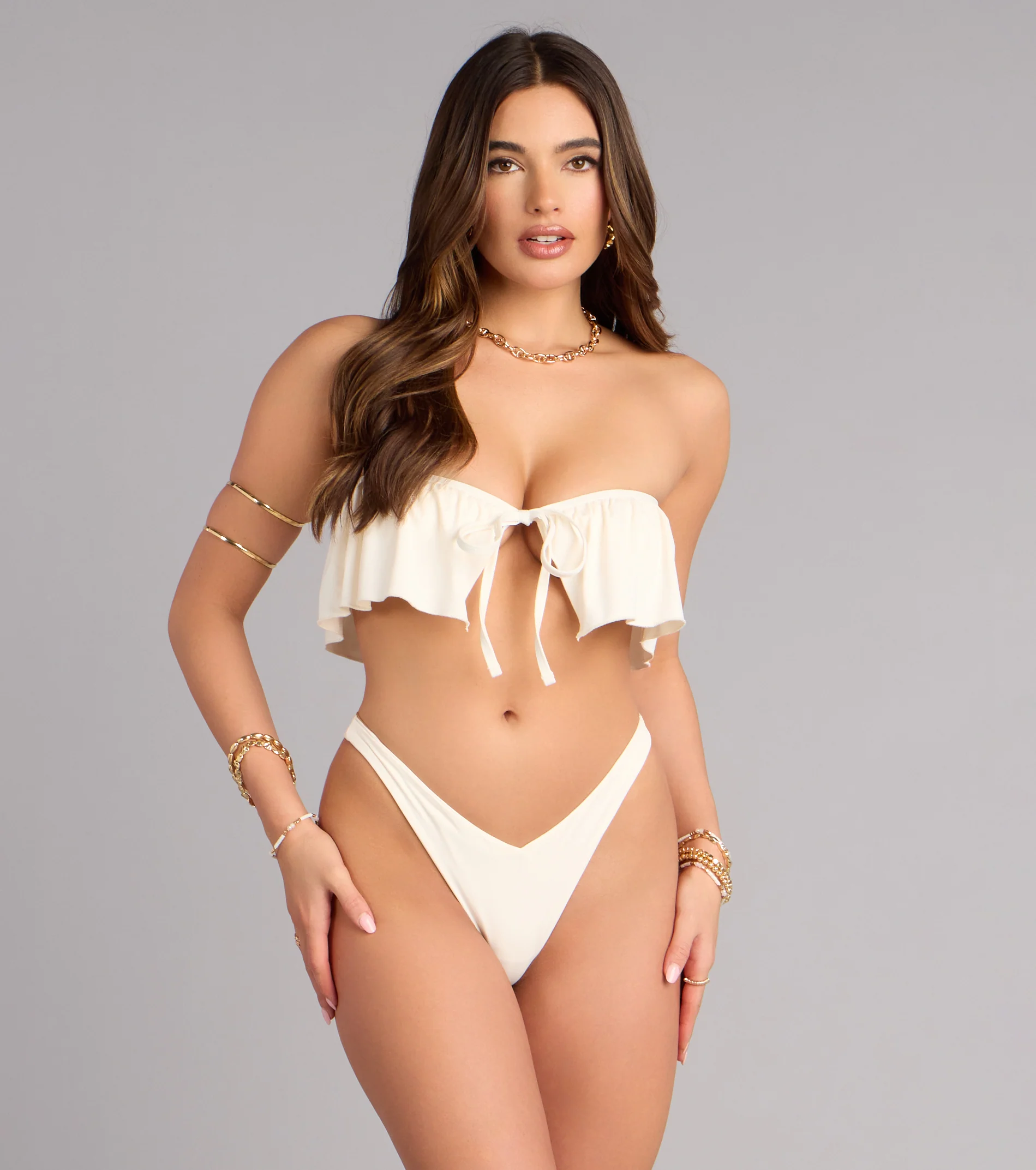 Flirty Vibe Tie-Front Bandeau Bikini Top
