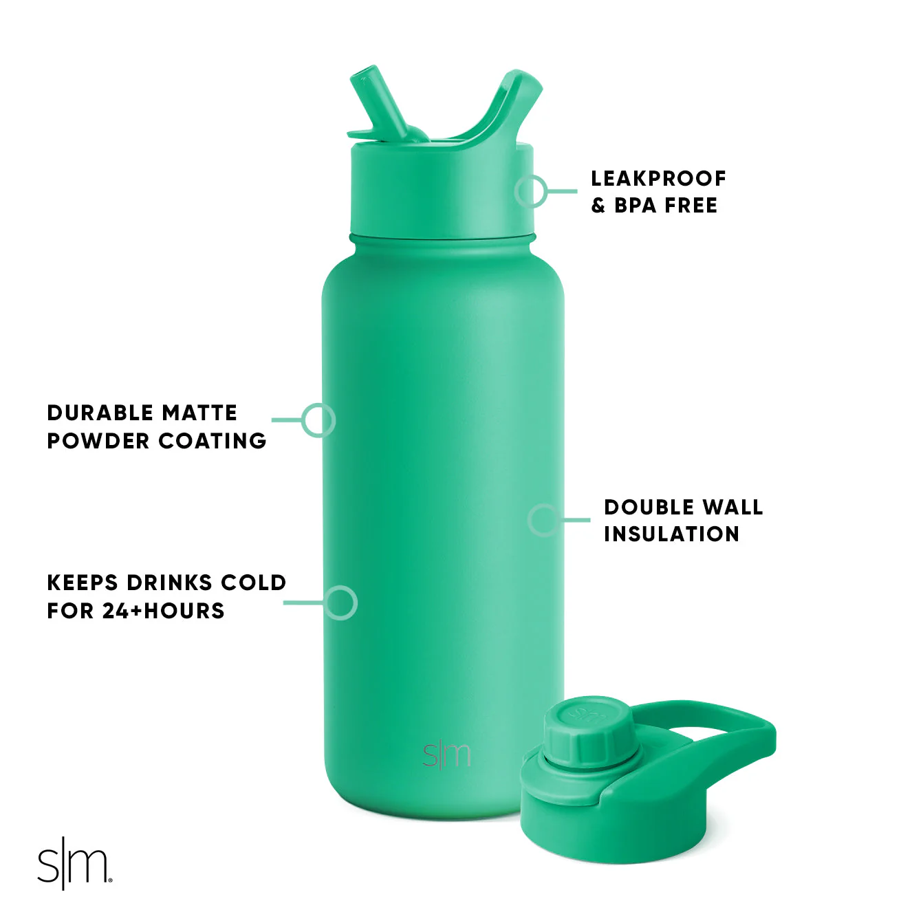 Summit Water Bottle with Straw Lid and Chug Lid