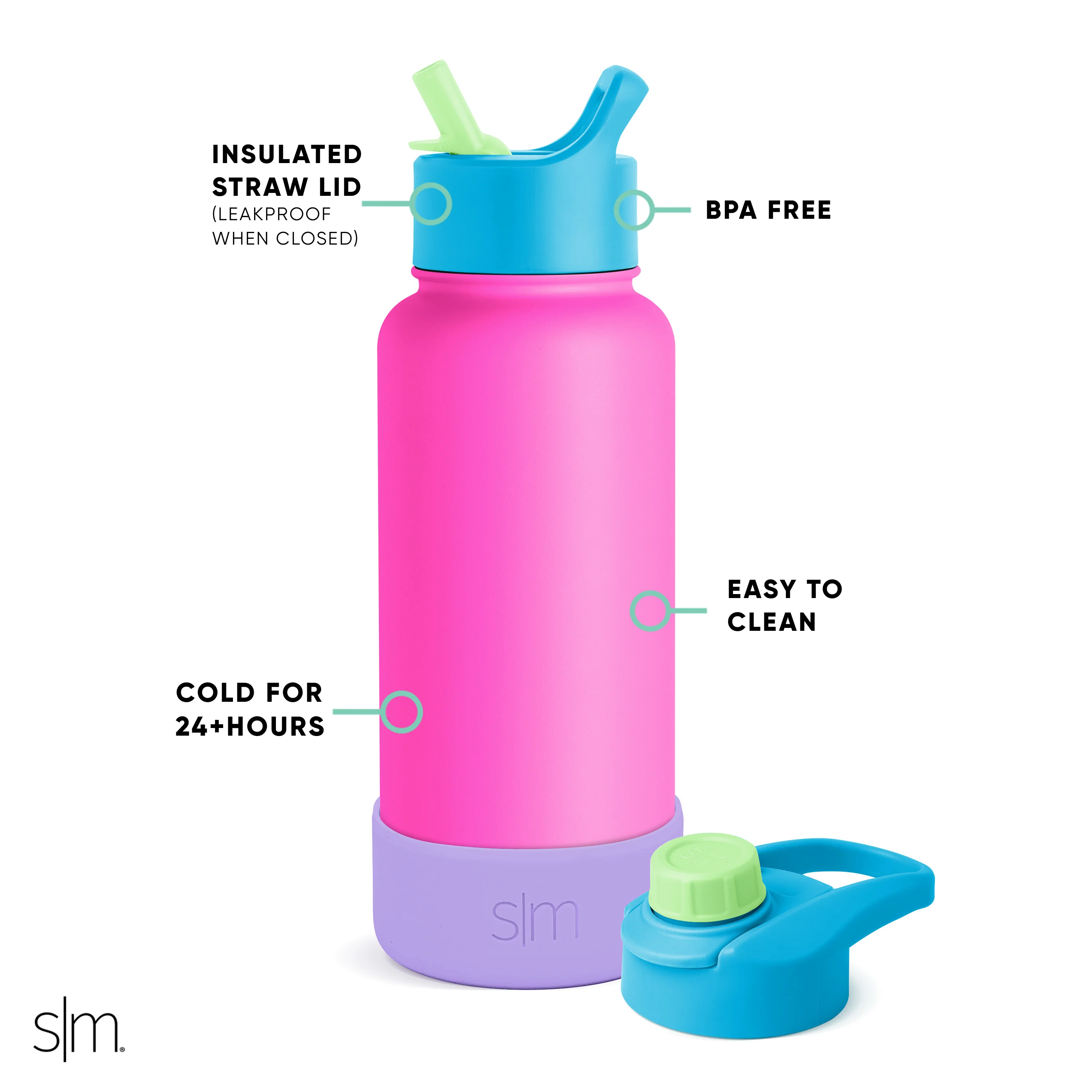 Summit Water Bottle with Straw Lid and Chug Lid
