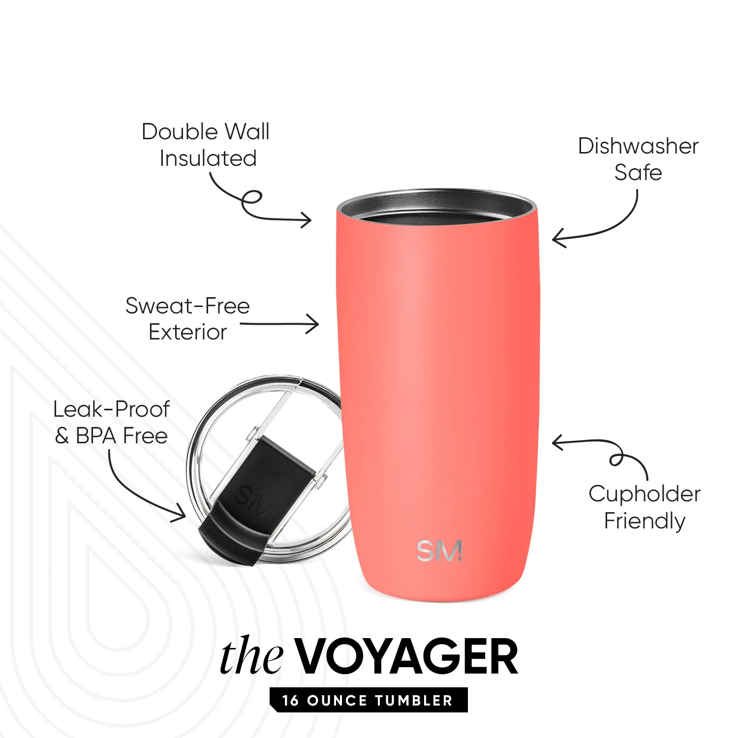 Voyager Tumbler with Clear Flip Lid & Straw