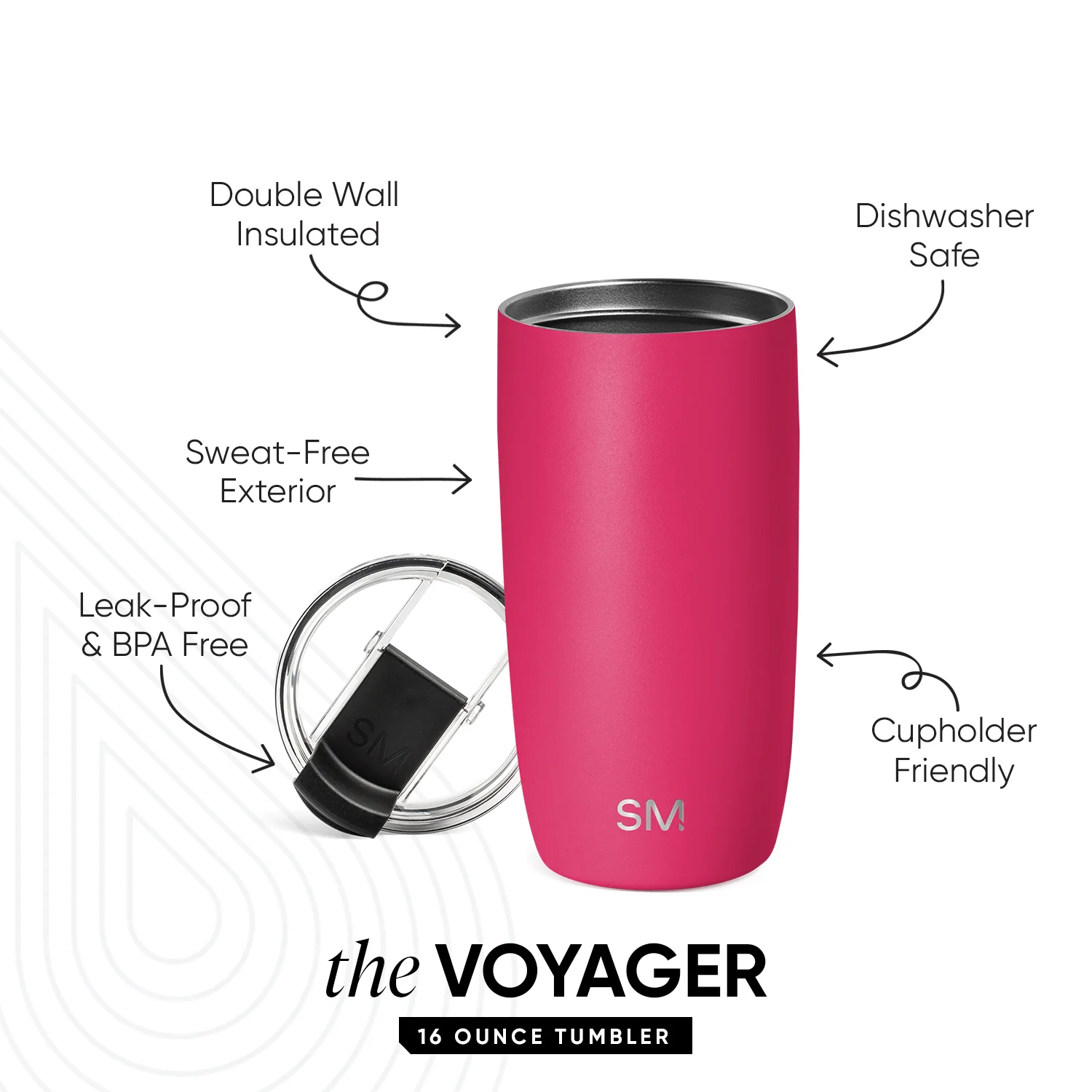 Voyager Tumbler with Clear Flip Lid & Straw