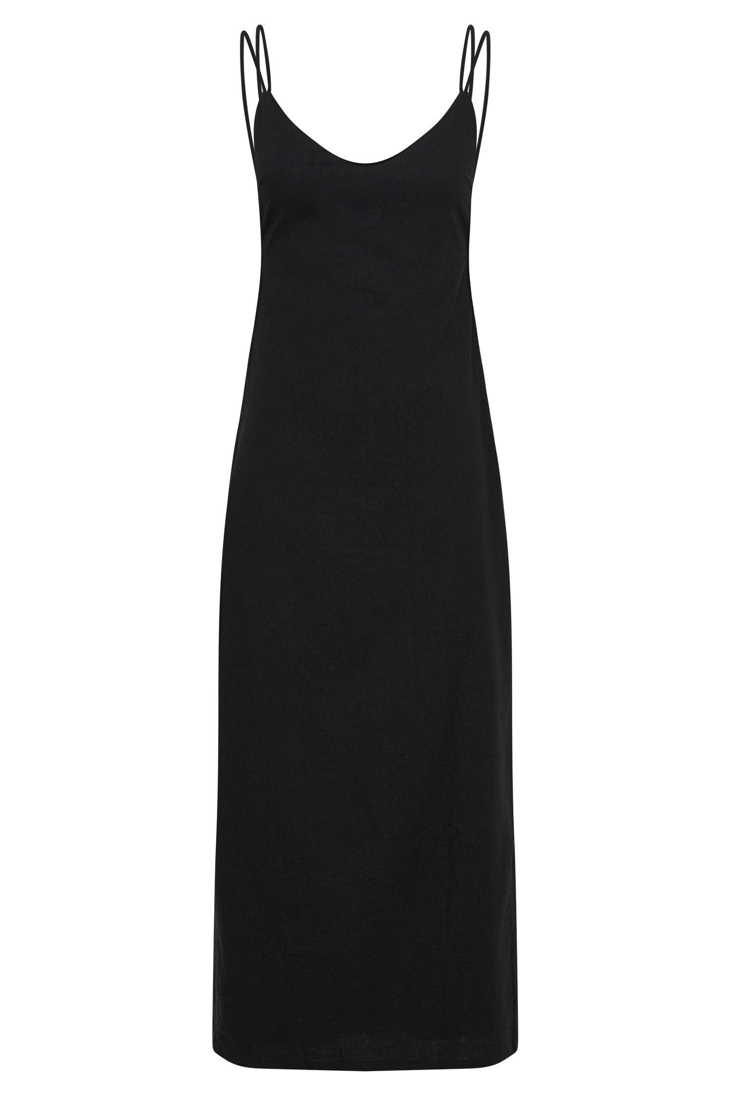 Leana Linen Backless Midi Dress Black Myromanceshops