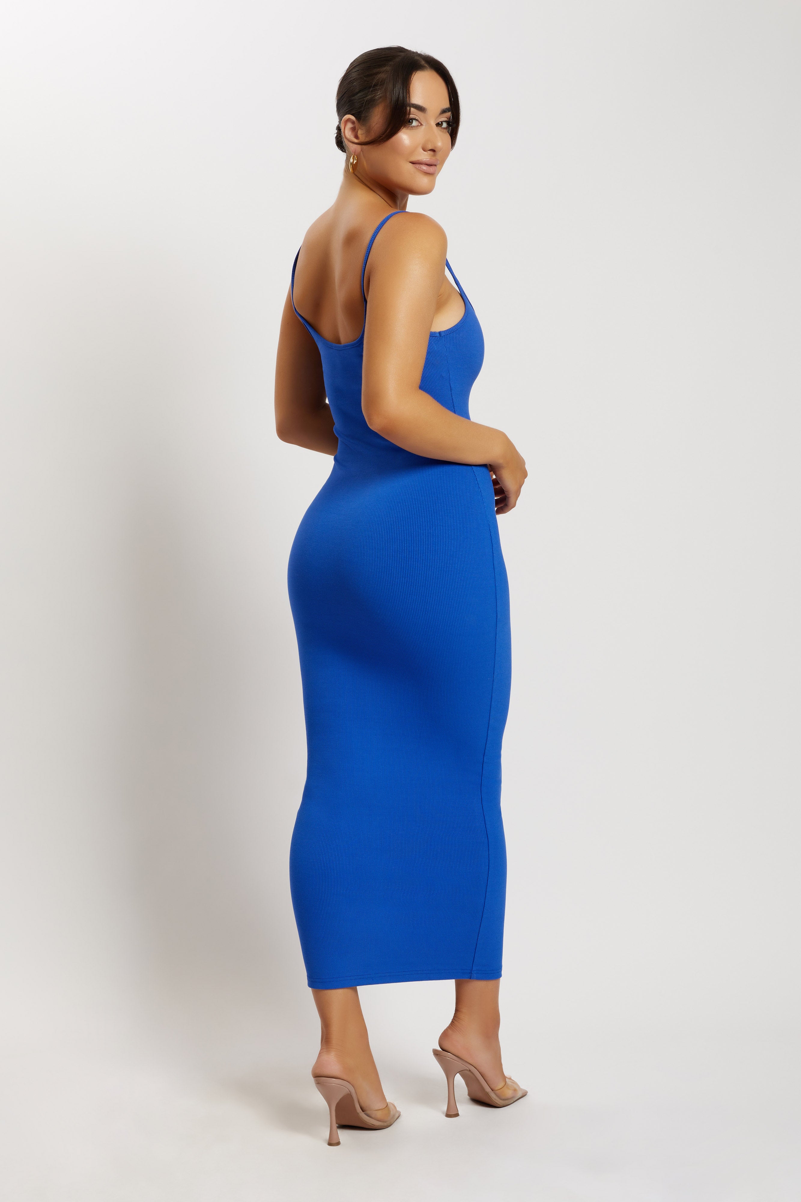 Alexis Ribbed Cami Midi Dress - Cobalt Blue - myromanceshops