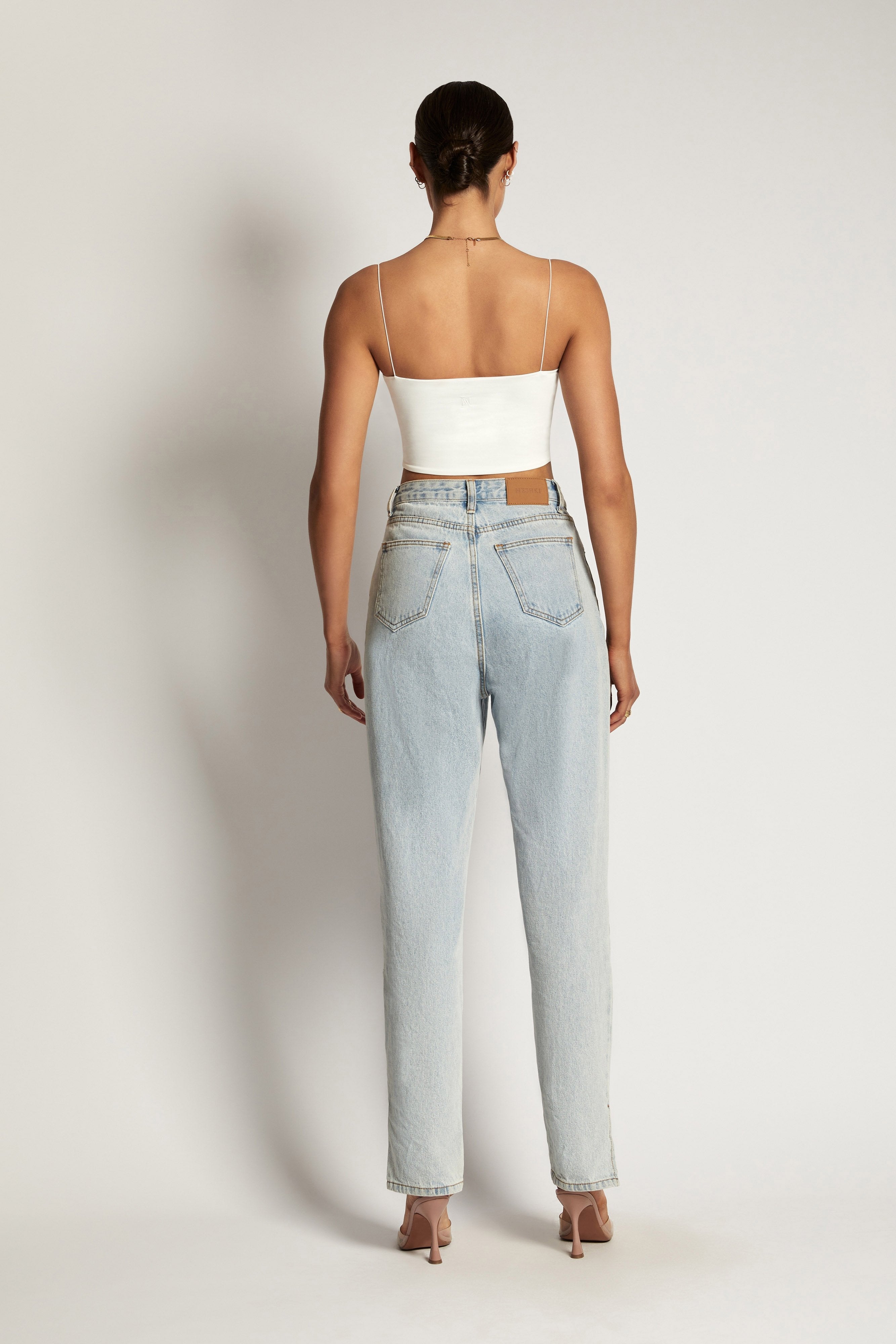 MESHKI Yvonne Cami Crop Top - White