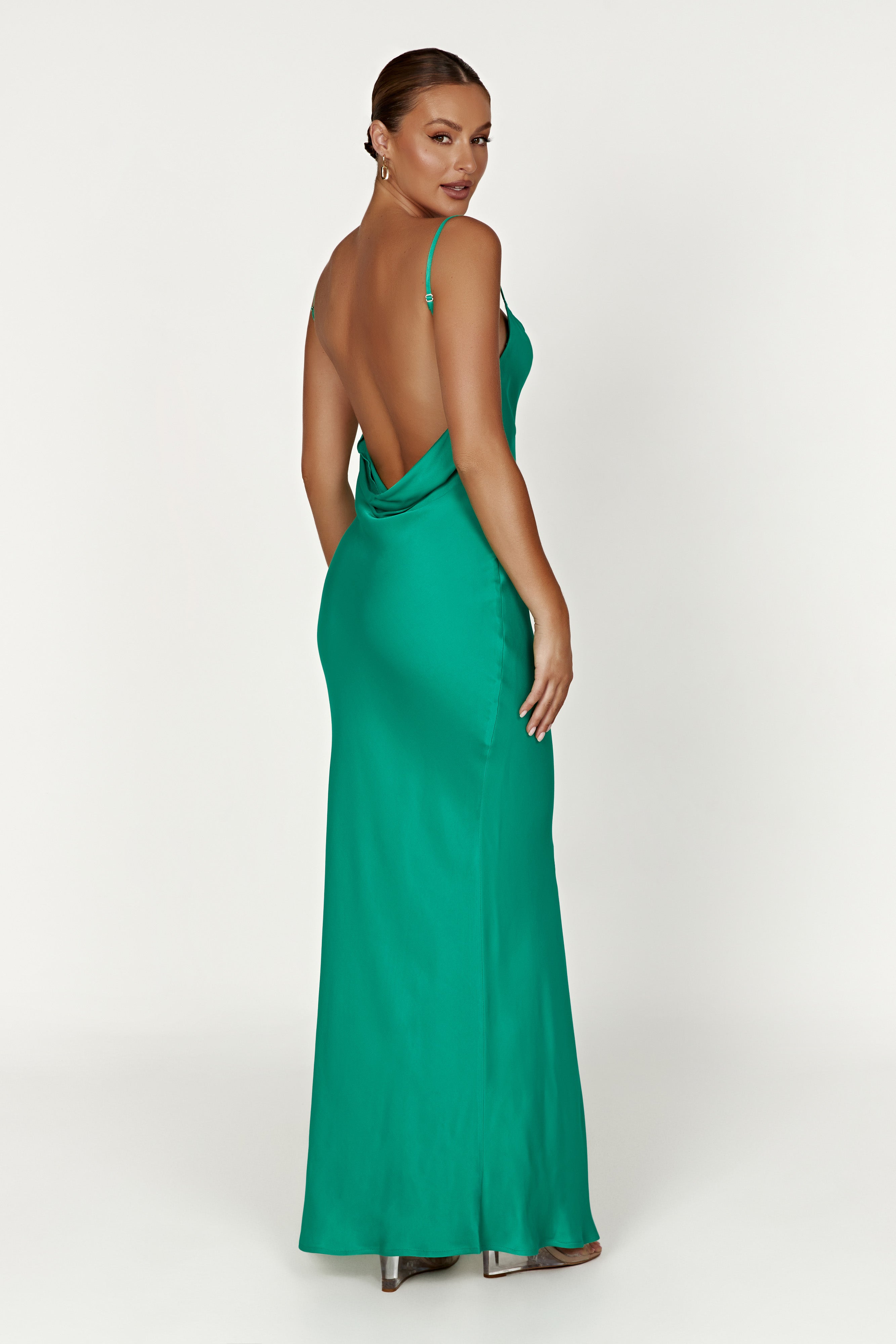 Jade Cowl Neck Backless Maxi Dress - Green - myromanceshop