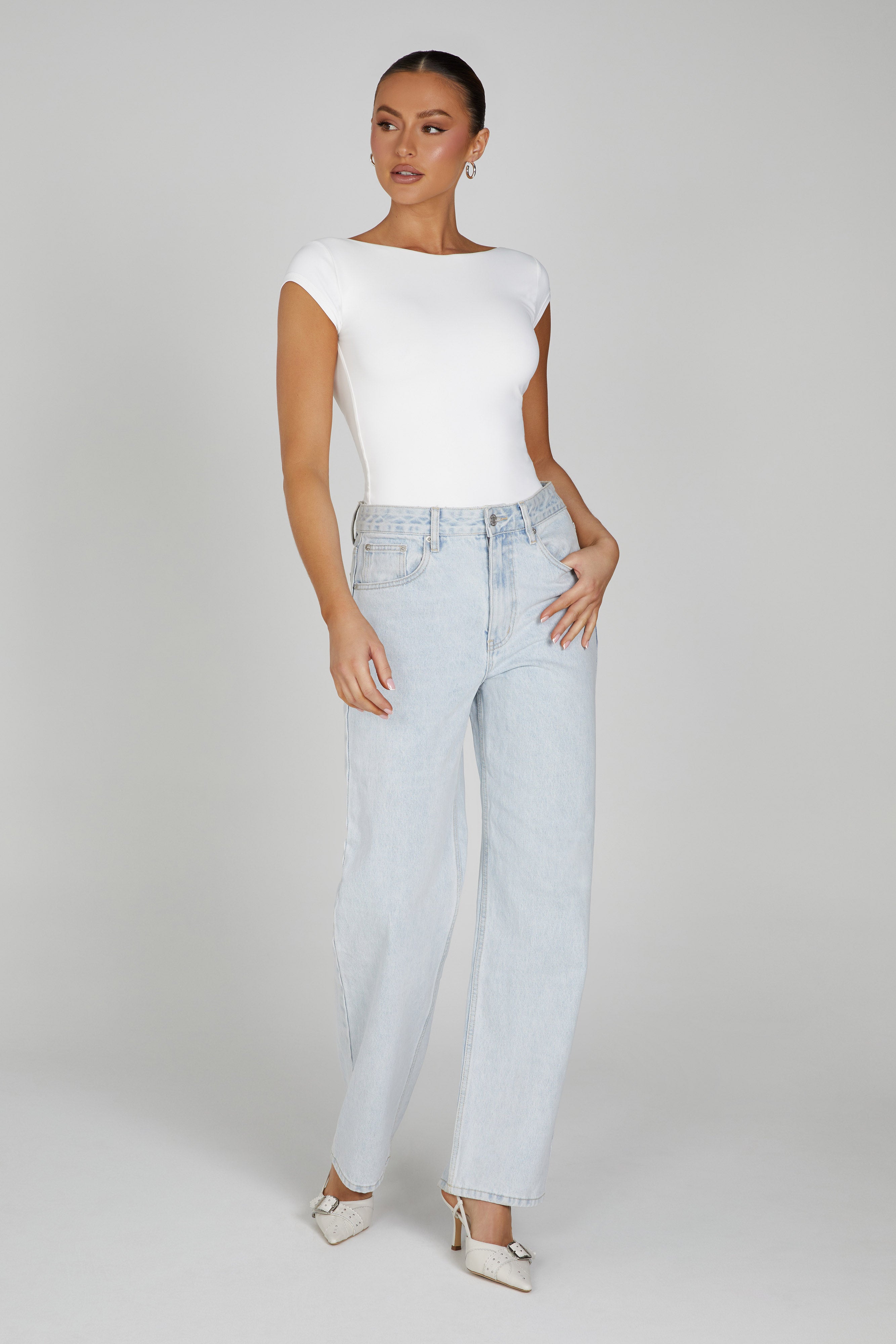 MESHKI Reyna Recycled Nylon Longline Top - White