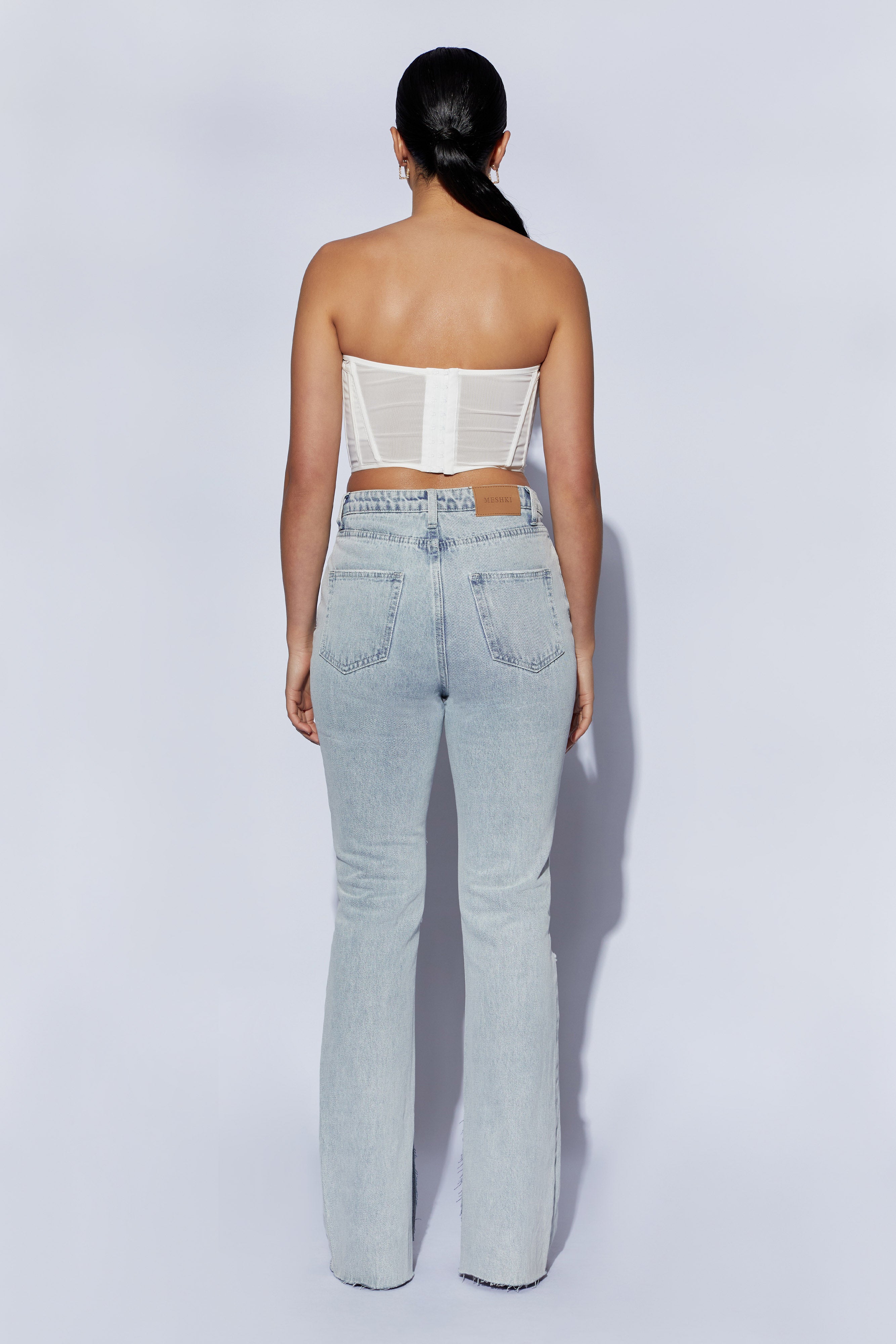 MESHKI Helen Strapless Corset Bustier - White