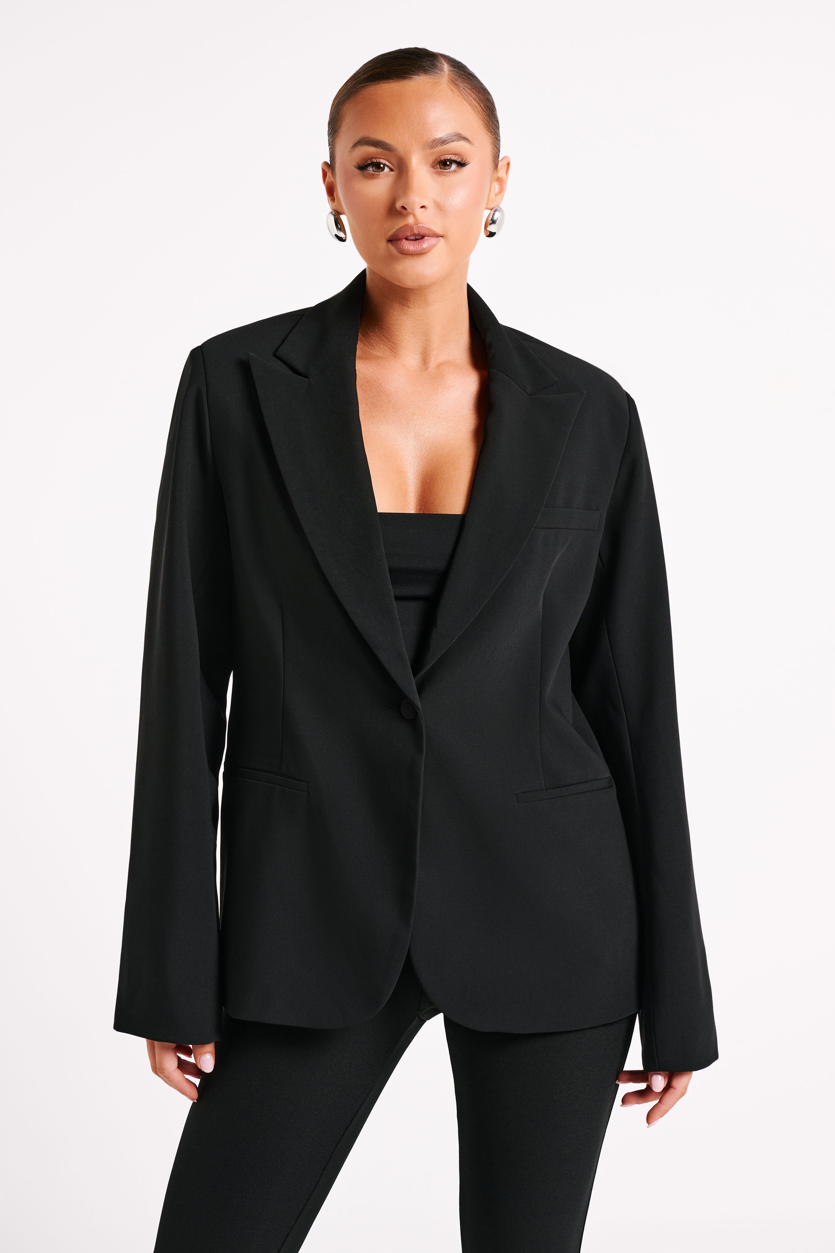 Bexley Oversized Blazer With Shoulder Pads Black