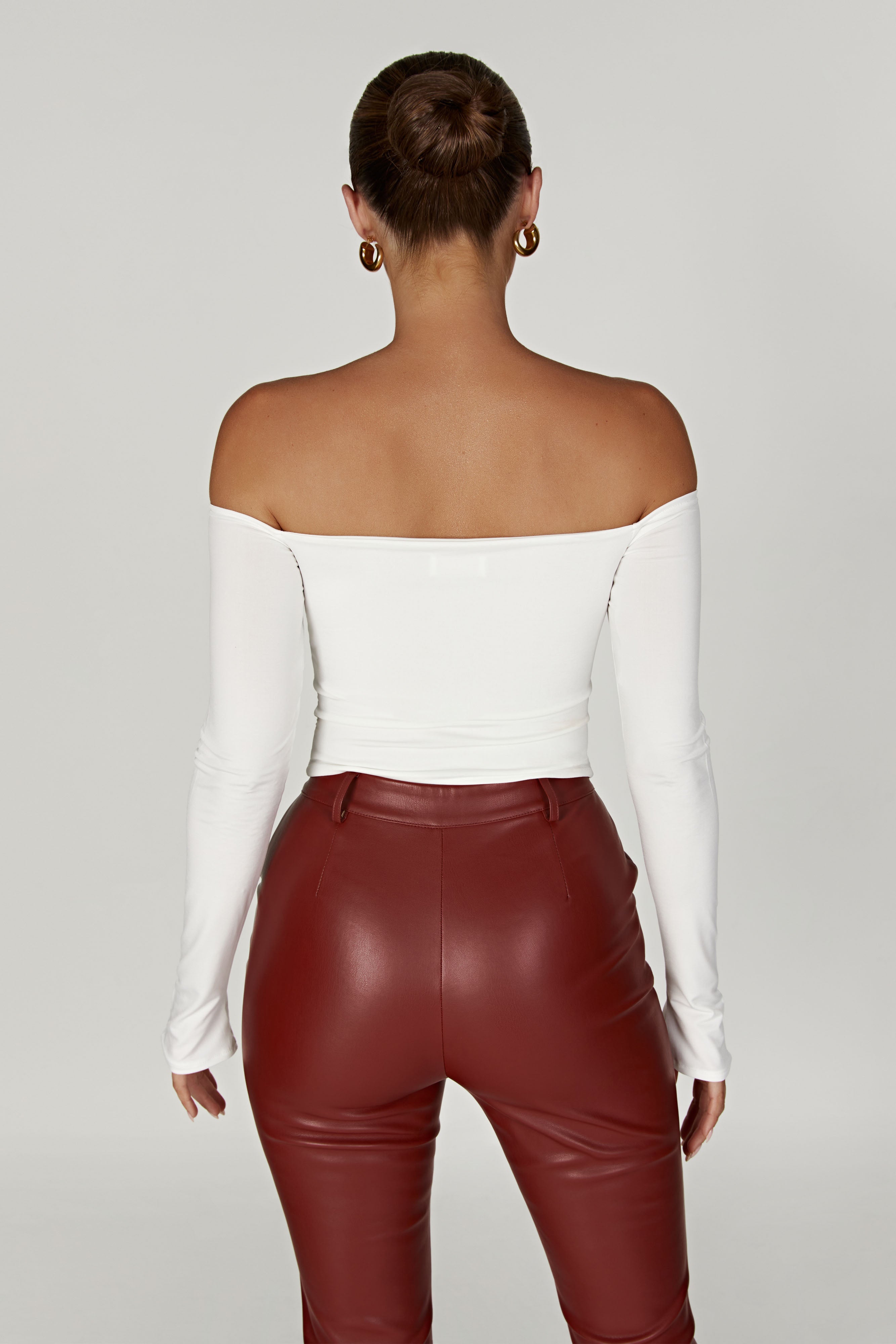 MESHKI Ceri Off Shoulder Long Sleeve Top - White