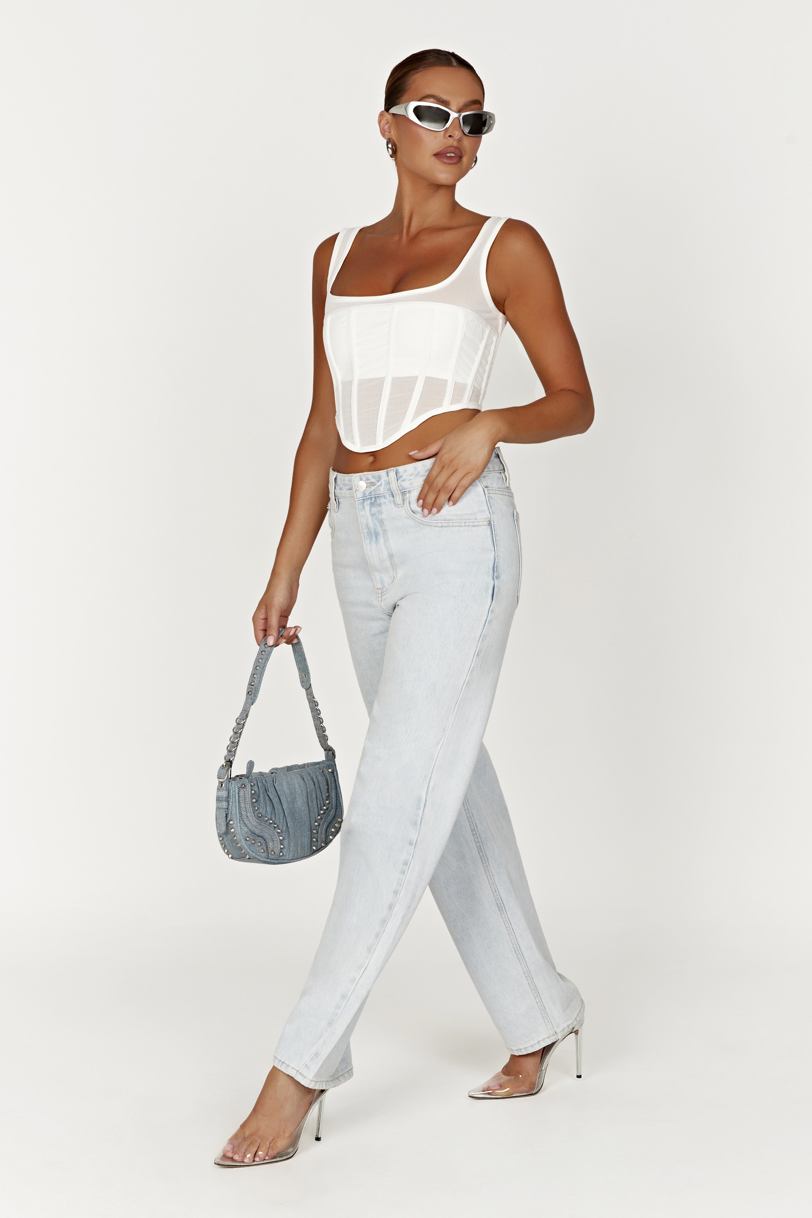 MESHKI Delaney Corset Bustier - White