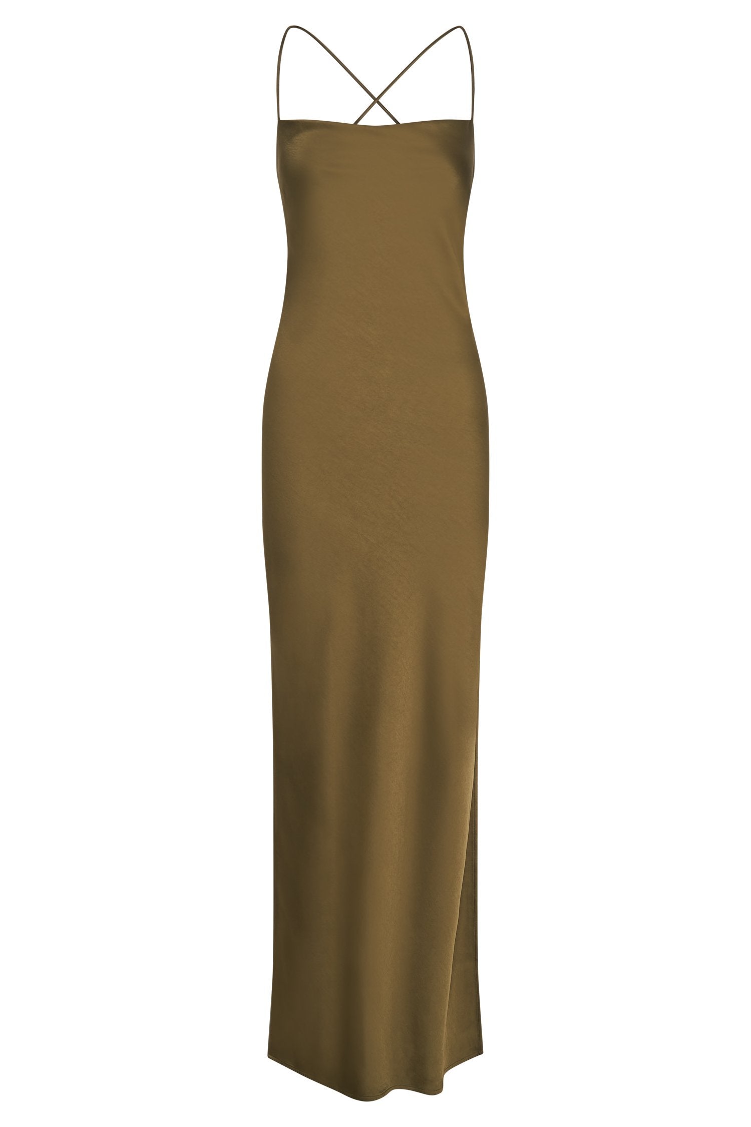 Sydney Straight Neck Slip Maxi Dress Khaki Myromanceshops 5417