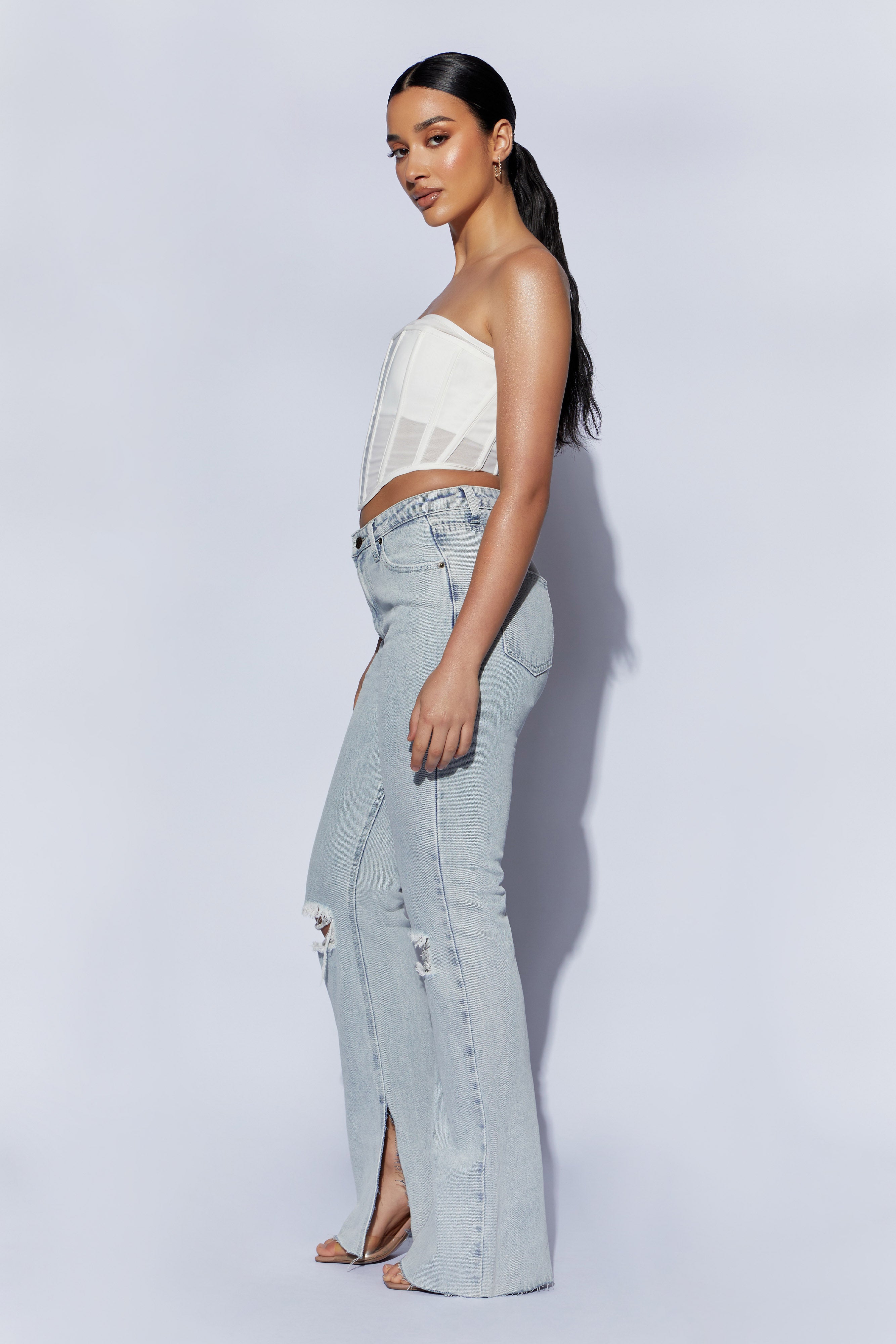 MESHKI Helen Strapless Corset Bustier - White