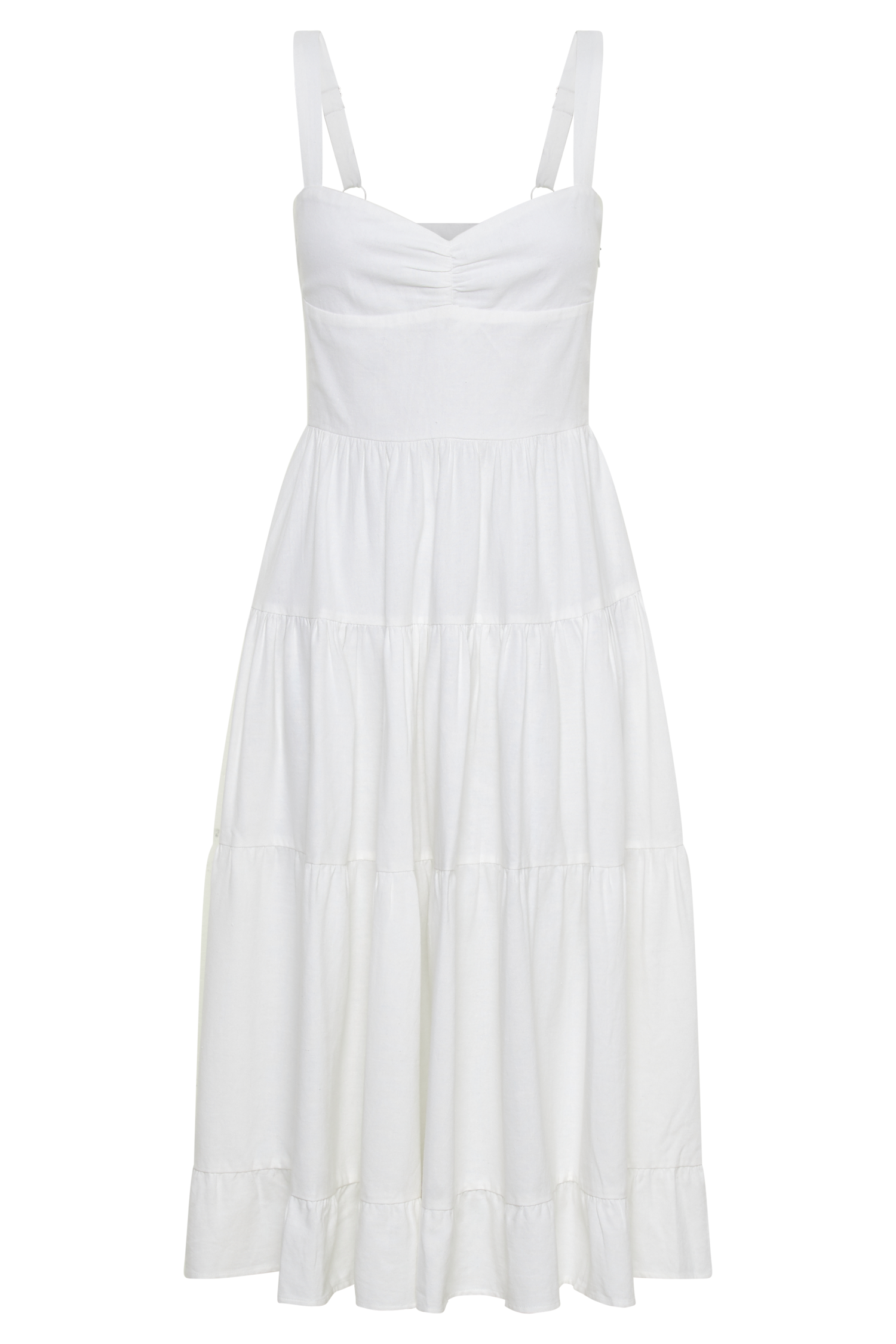MESHKI Adriana Linen Midi Dress - White
