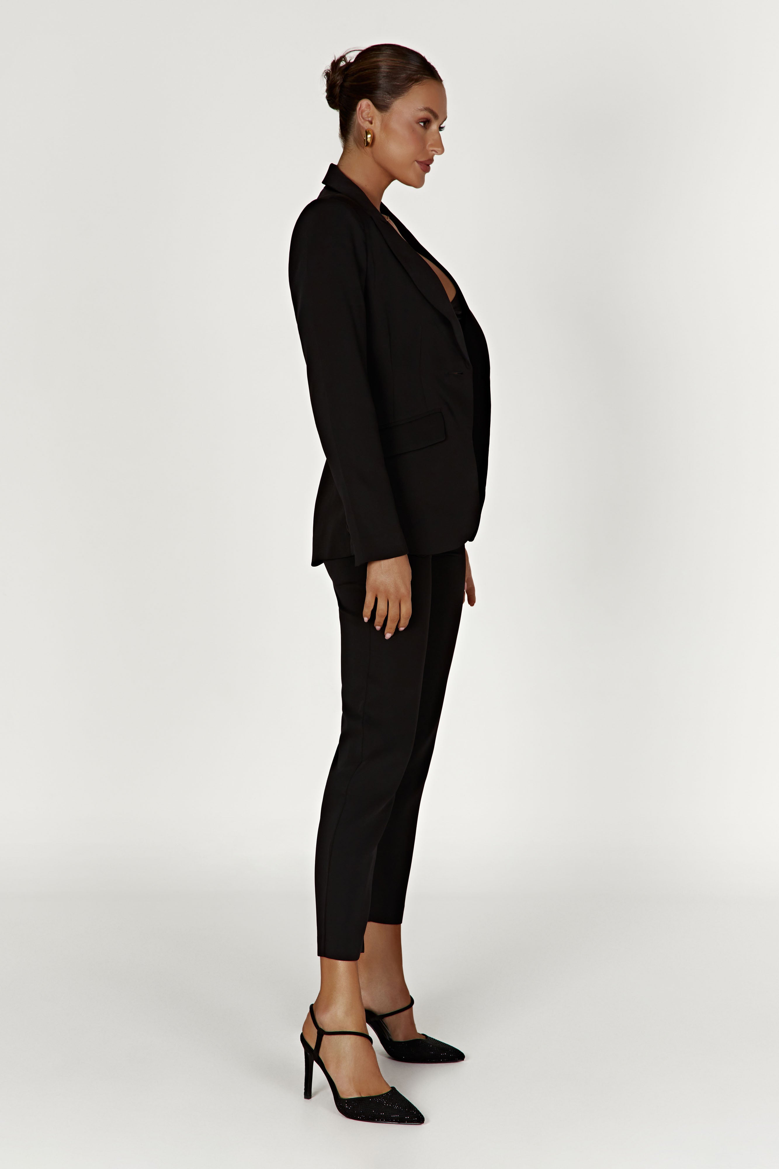 MESHKI Helda Fitted Cinched Waist Blazer - Black