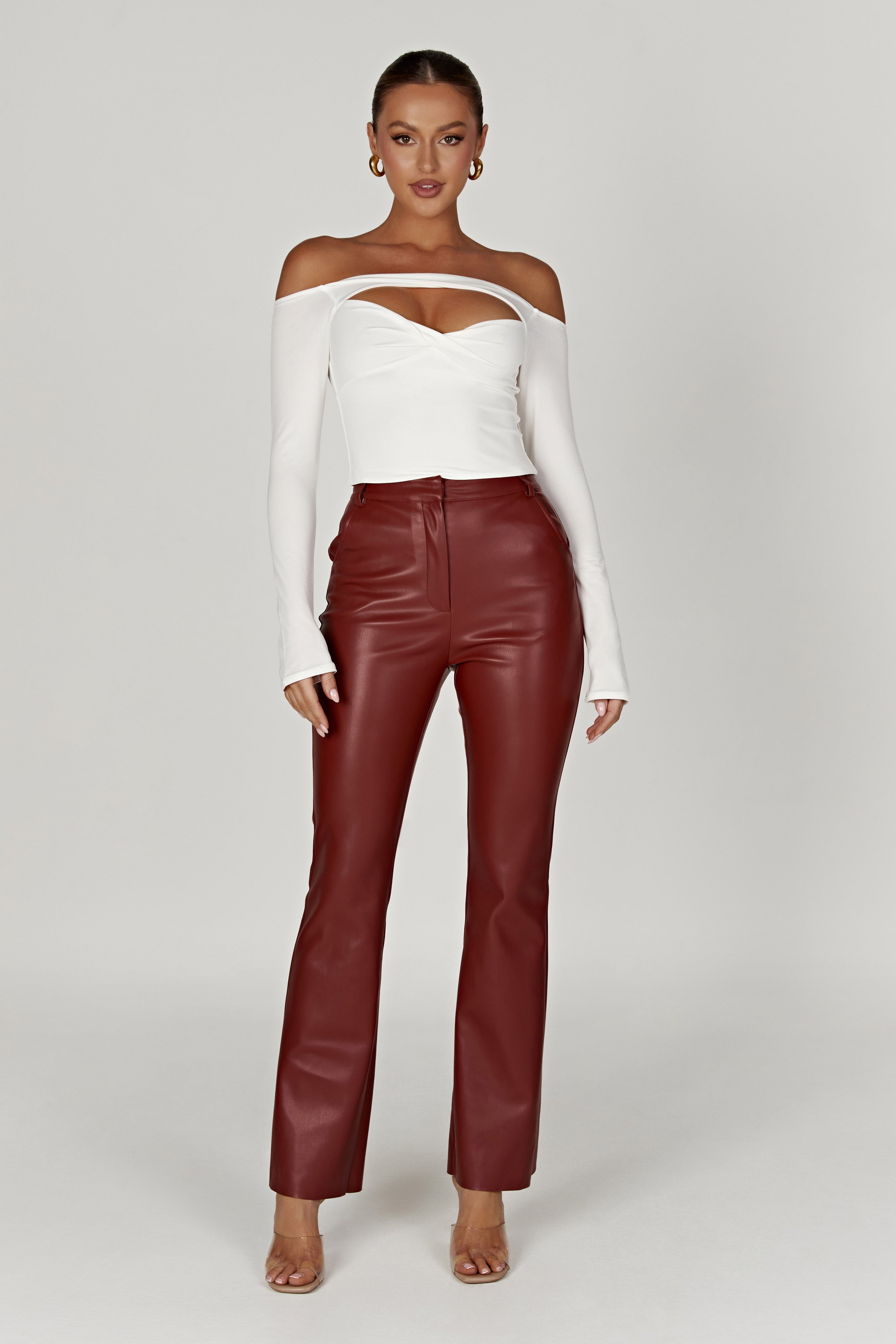 MESHKI Ceri Off Shoulder Long Sleeve Top - White
