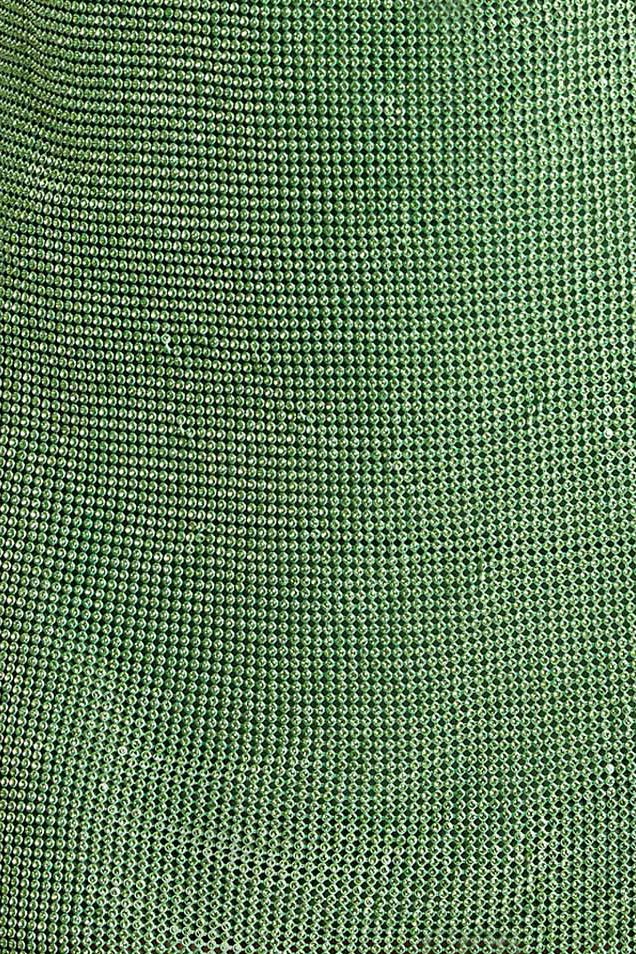 MESHKI Meilani Low Back Diamante Mesh Mini Dress - Green