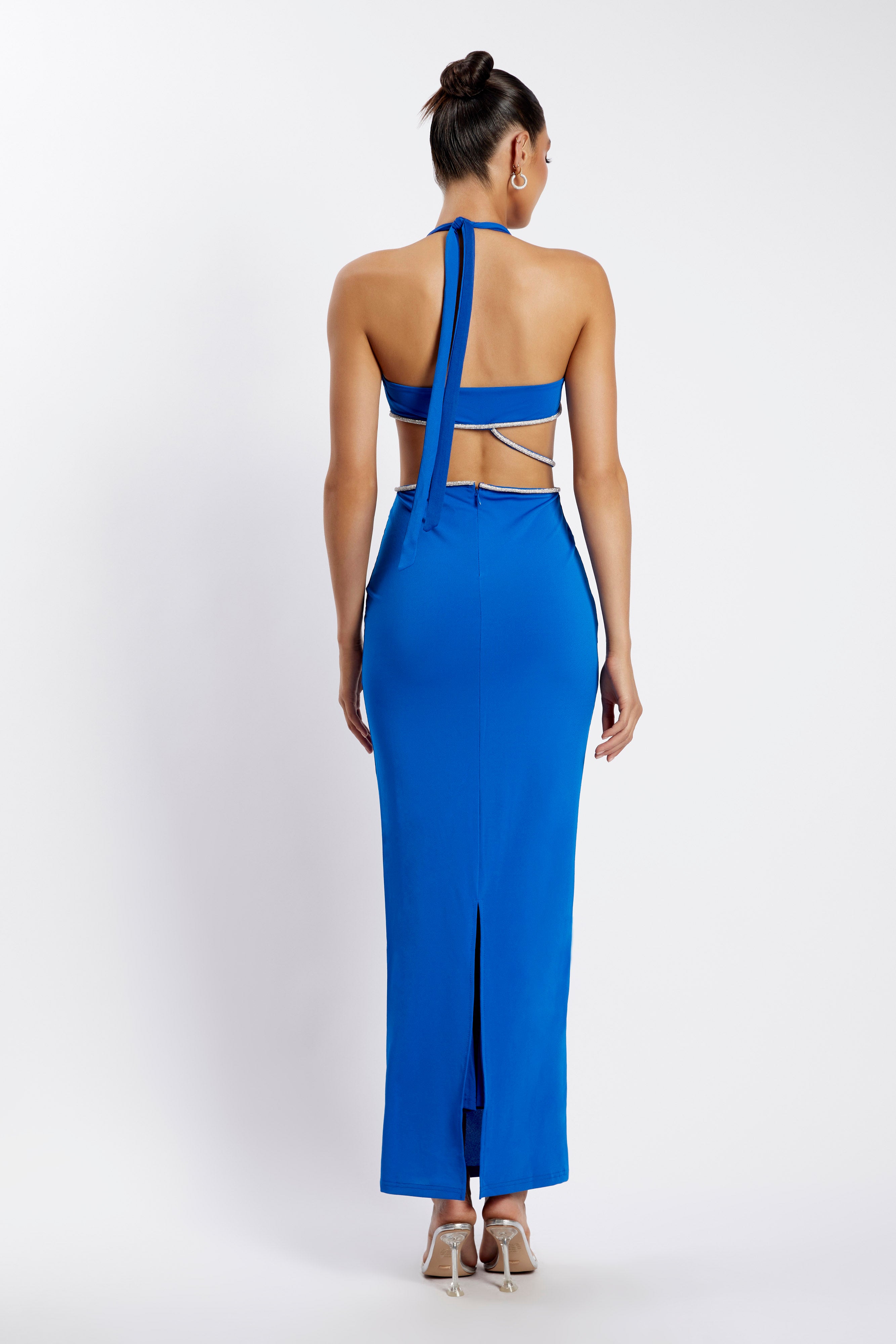 MESHKI Nicha Diamante Cut Out Maxi Dress - Cobalt Blue